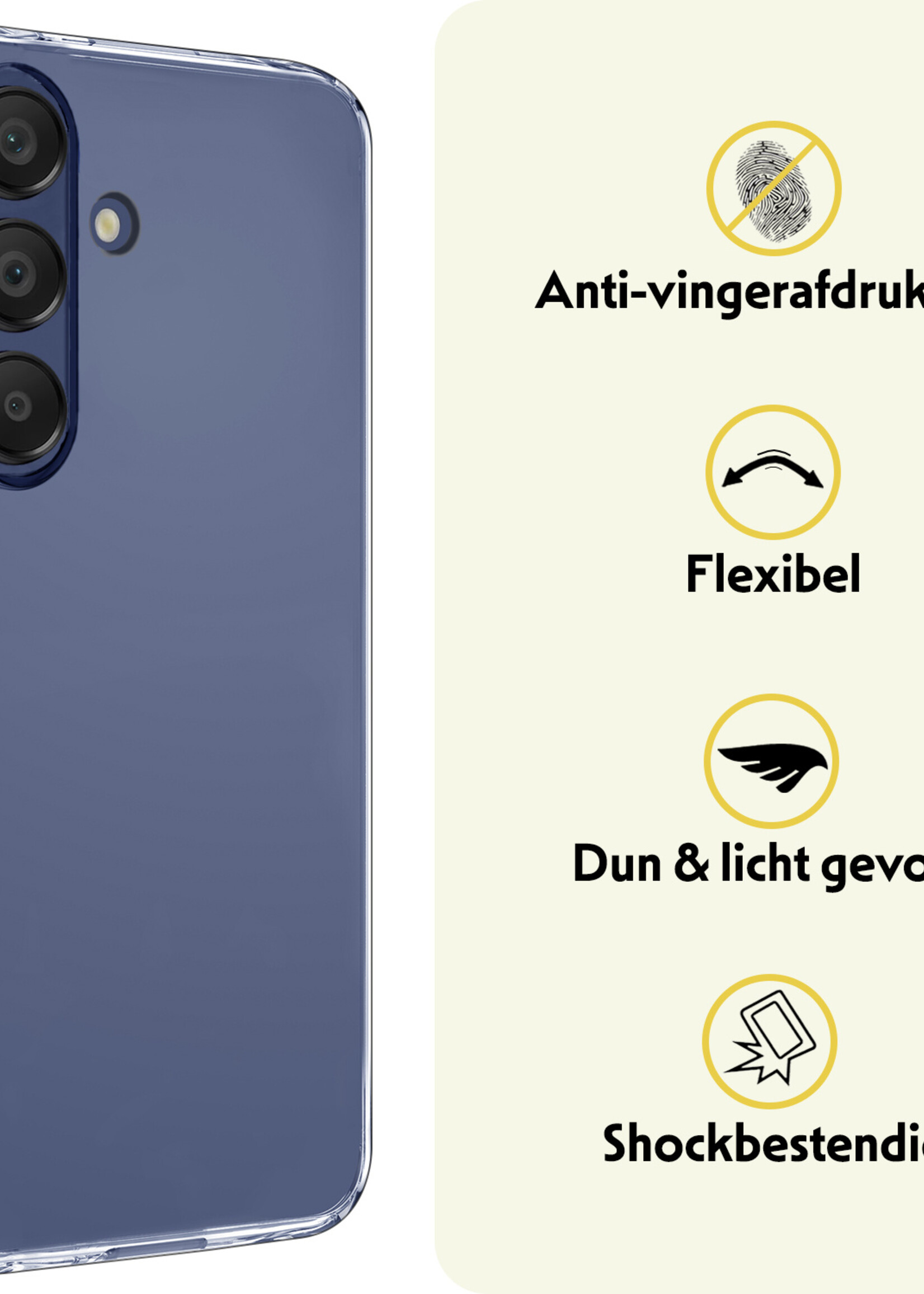 LUQ Hoesje Geschikt voor Samsung A15 Hoesje Siliconen Case - Hoes Geschikt voor Samsung Galaxy A15 Hoes Siliconen - Transparant