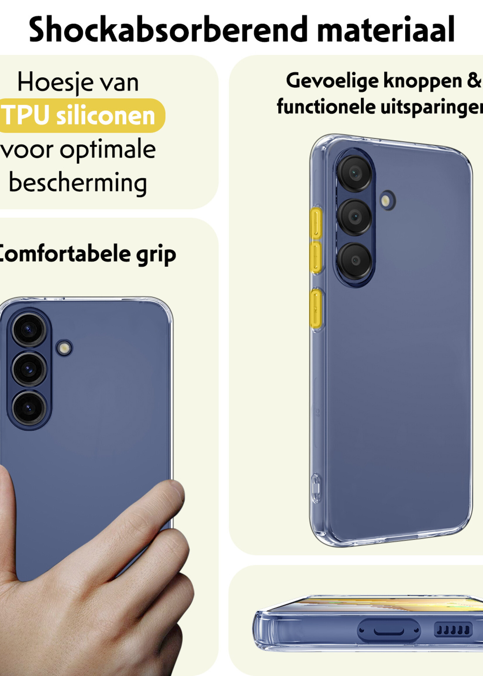 LUQ Hoesje Geschikt voor Samsung A15 Hoesje Siliconen Case - Hoes Geschikt voor Samsung Galaxy A15 Hoes Siliconen - Transparant