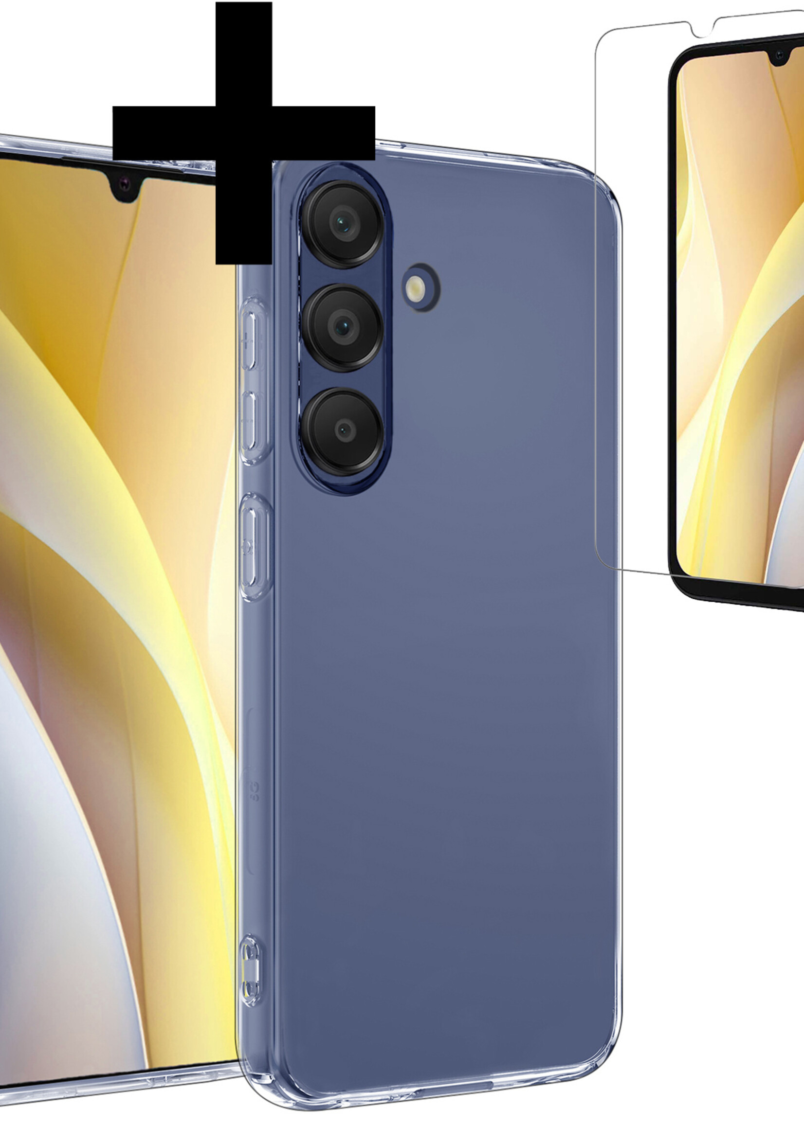 LUQ Hoesje Geschikt voor Samsung A15 Hoesje Siliconen Case Met Screenprotector - Hoes Geschikt voor Samsung Galaxy A15 Hoes Siliconen - Transparant