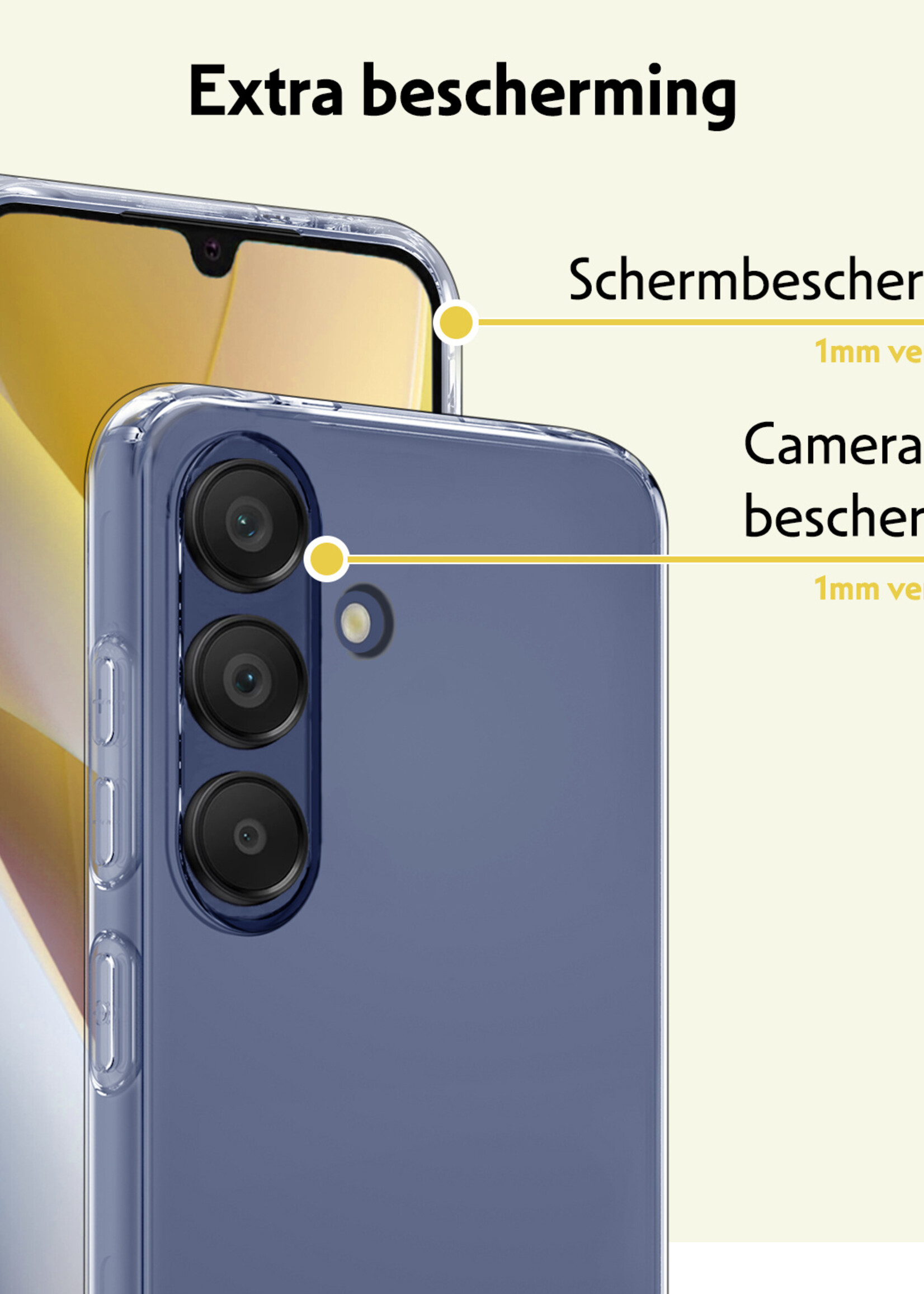 LUQ Hoesje Geschikt voor Samsung A15 Hoesje Siliconen Case Met Screenprotector - Hoes Geschikt voor Samsung Galaxy A15 Hoes Siliconen - Transparant