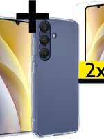 LUQ LUQ Samsung Galaxy A15 Hoesje Siliconen Met 2x Screenprotector - Transparant