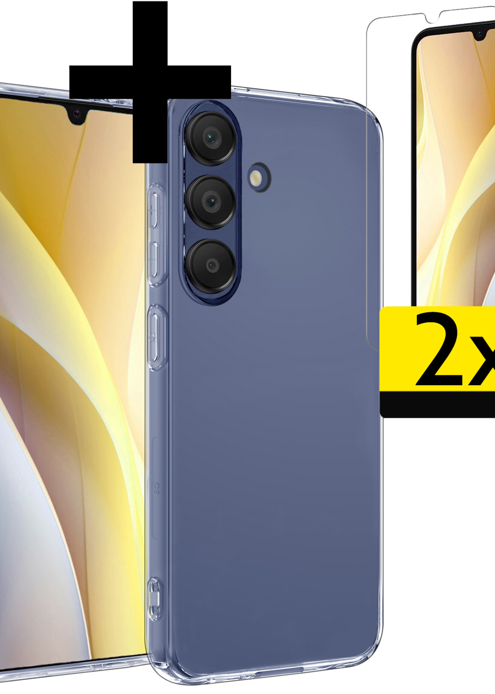 LUQ Hoesje Geschikt voor Samsung A15 Hoesje Siliconen Case Met 2x Screenprotector - Hoes Geschikt voor Samsung Galaxy A15 Hoes Siliconen - Transparant