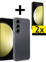 LUQ LUQ Samsung Galaxy S23 FE Hoesje Siliconen Met 2x Screenprotector - Transparant