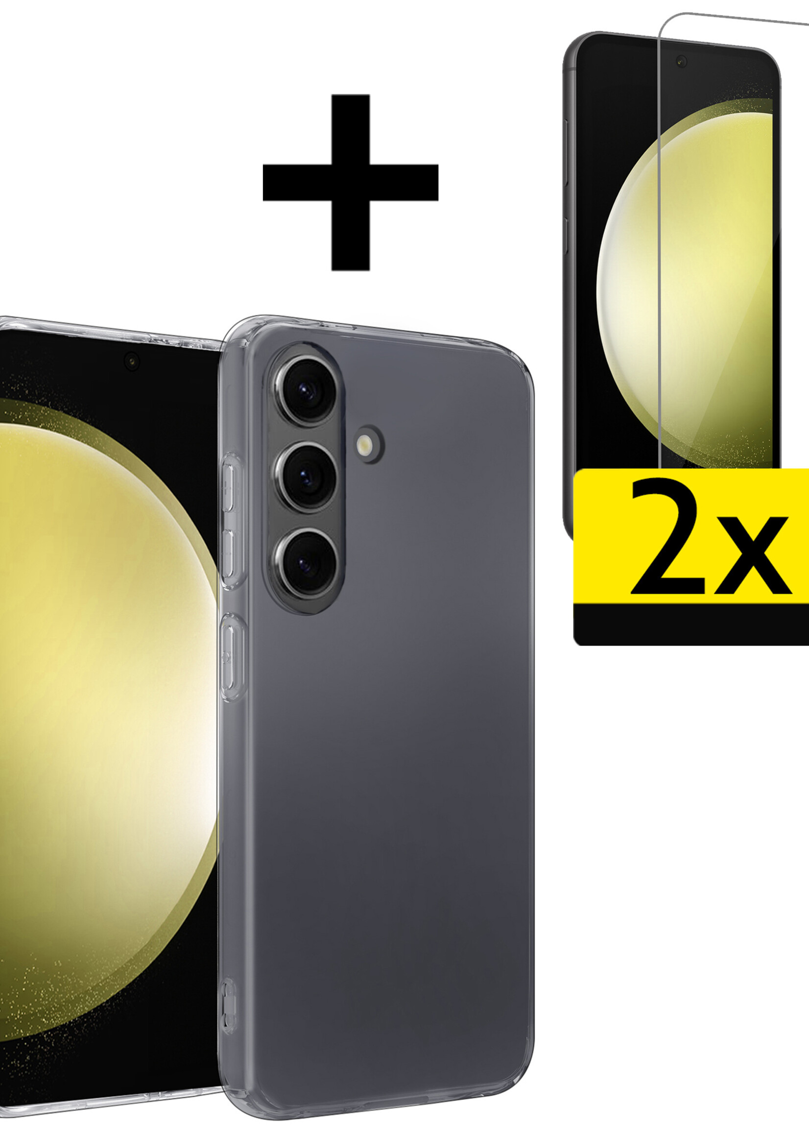 LUQ Hoesje Geschikt voor Samsung S23 FE Hoesje Siliconen Case Met 2x Screenprotector - Hoes Geschikt voor Samsung Galaxy S23 FE Hoes Siliconen - Transparant