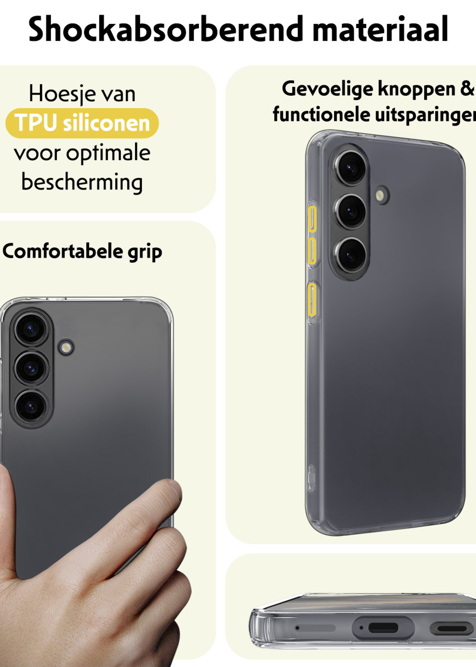 LUQ Hoesje Geschikt voor Samsung S24 Plus Hoesje Siliconen Case - Hoes Geschikt voor Samsung Galaxy S24 Plus Hoes Siliconen - Transparant - 2 Stuks