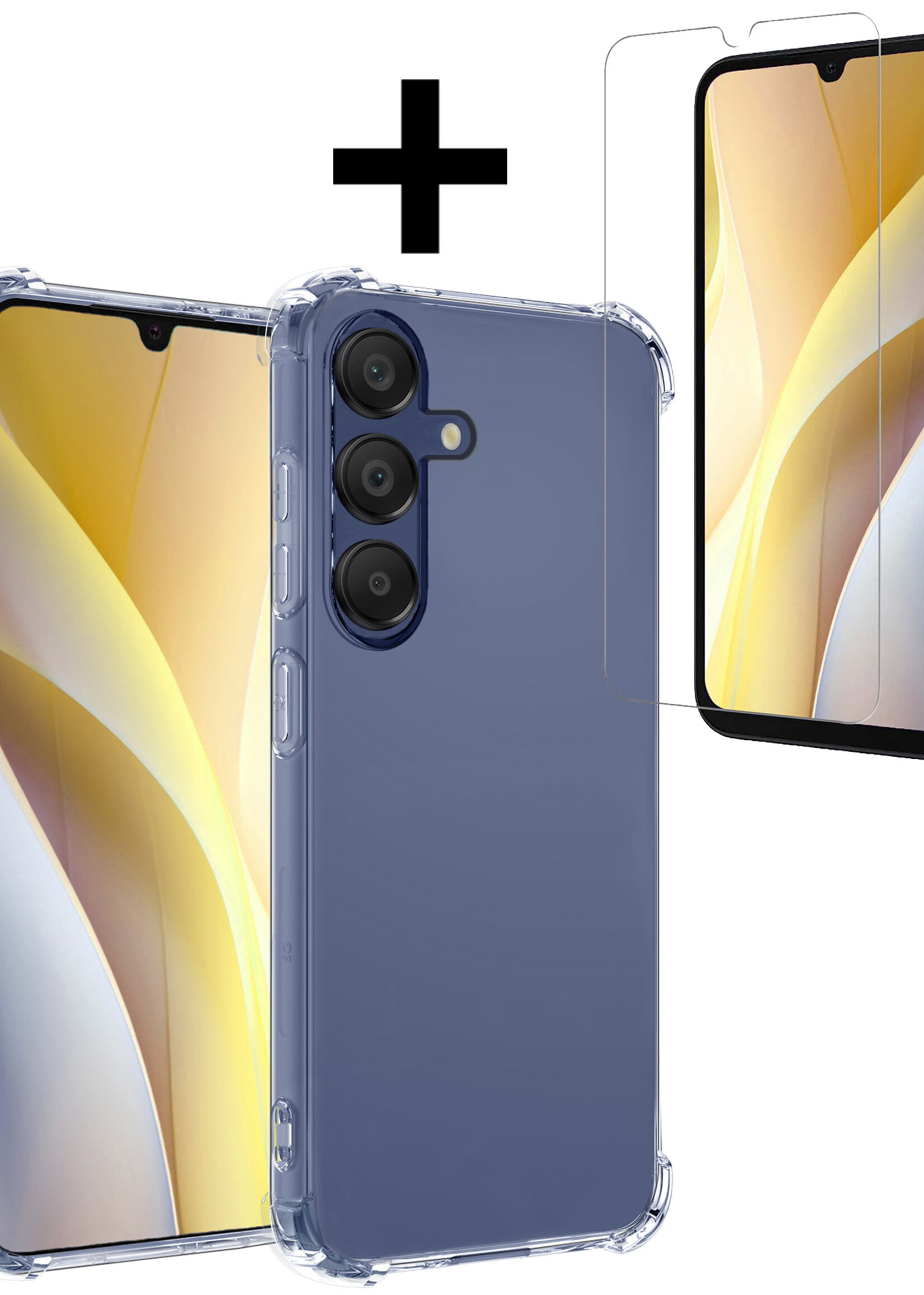 LUQ Hoesje Geschikt voor Samsung A15 Hoesje Shockproof Case Siliconen Met Screenprotector - Hoes Geschikt voor Samsung Galaxy A15 Hoes Cover Siliconen - Transparant