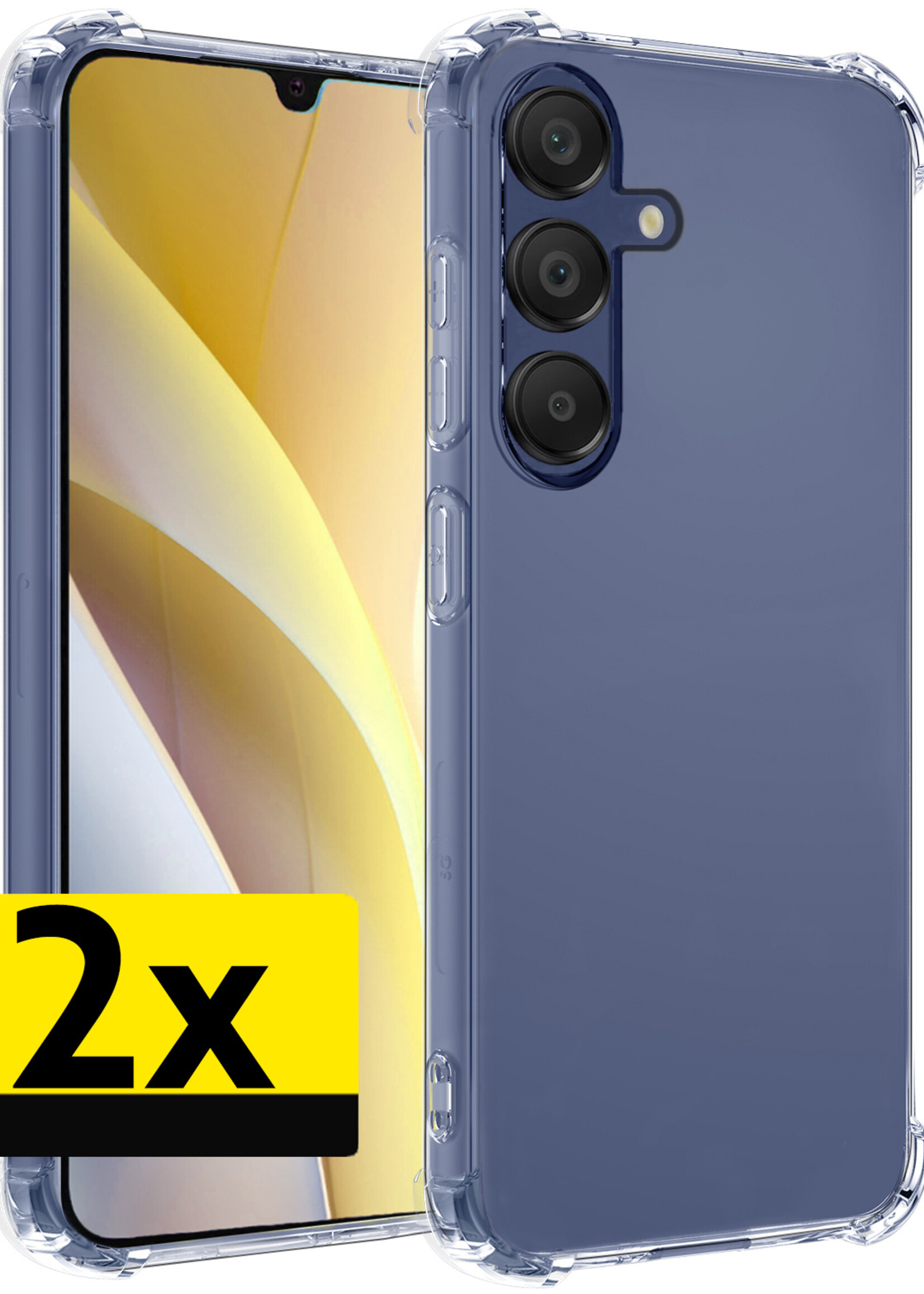 LUQ Hoesje Geschikt voor Samsung A15 Hoesje Shockproof Case Siliconen - Hoes Geschikt voor Samsung Galaxy A15 Hoes Cover Siliconen - Transparant - 2 Stuks