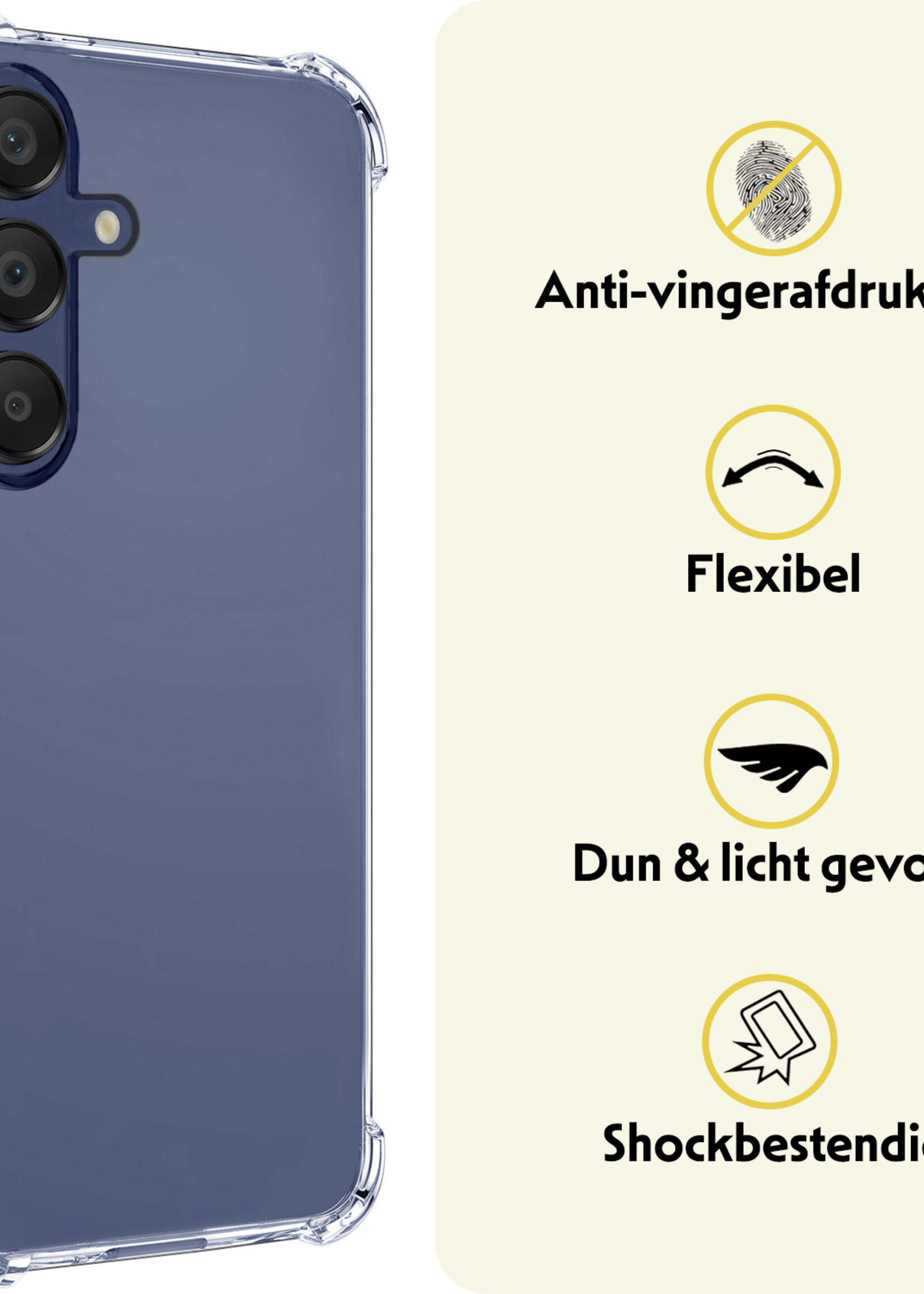 LUQ Hoesje Geschikt voor Samsung A15 Hoesje Shockproof Case Siliconen - Hoes Geschikt voor Samsung Galaxy A15 Hoes Cover Siliconen - Transparant