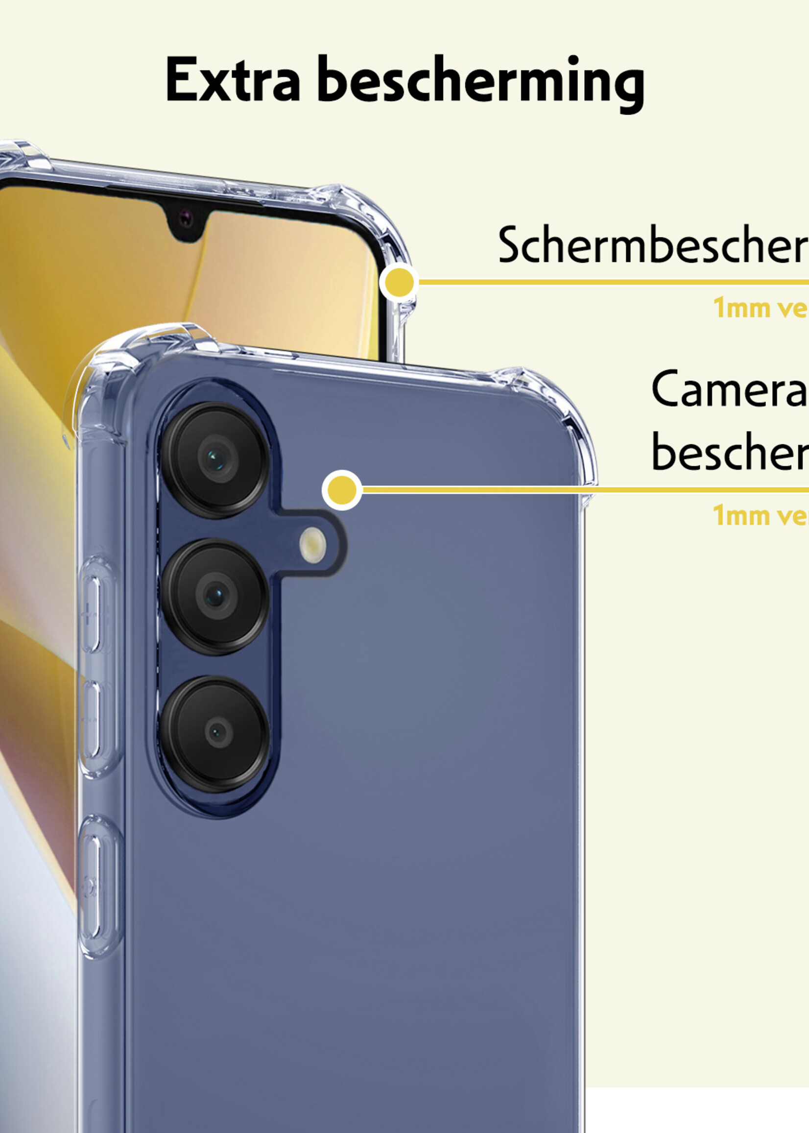 LUQ Hoesje Geschikt voor Samsung A15 Hoesje Shockproof Case Siliconen - Hoes Geschikt voor Samsung Galaxy A15 Hoes Cover Siliconen - Transparant