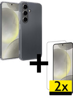 LUQ LUQ Samsung Galaxy S24 Hoesje Siliconen Met 2x Screenprotector - Transparant