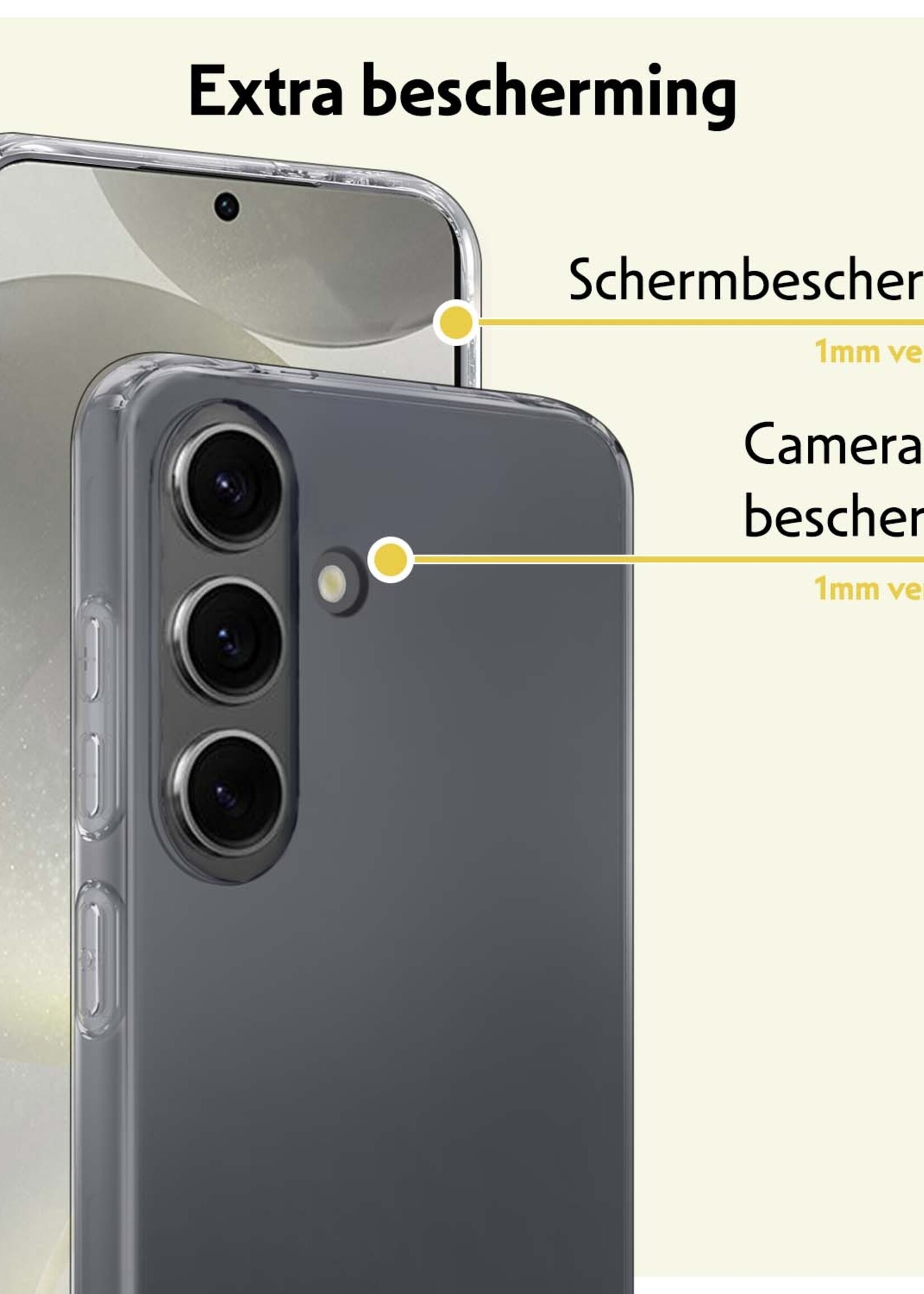 LUQ Hoesje Geschikt voor Samsung S24 Hoesje Siliconen Case Met Screenprotector - Hoes Geschikt voor Samsung Galaxy S24 Hoes Siliconen - Transparant