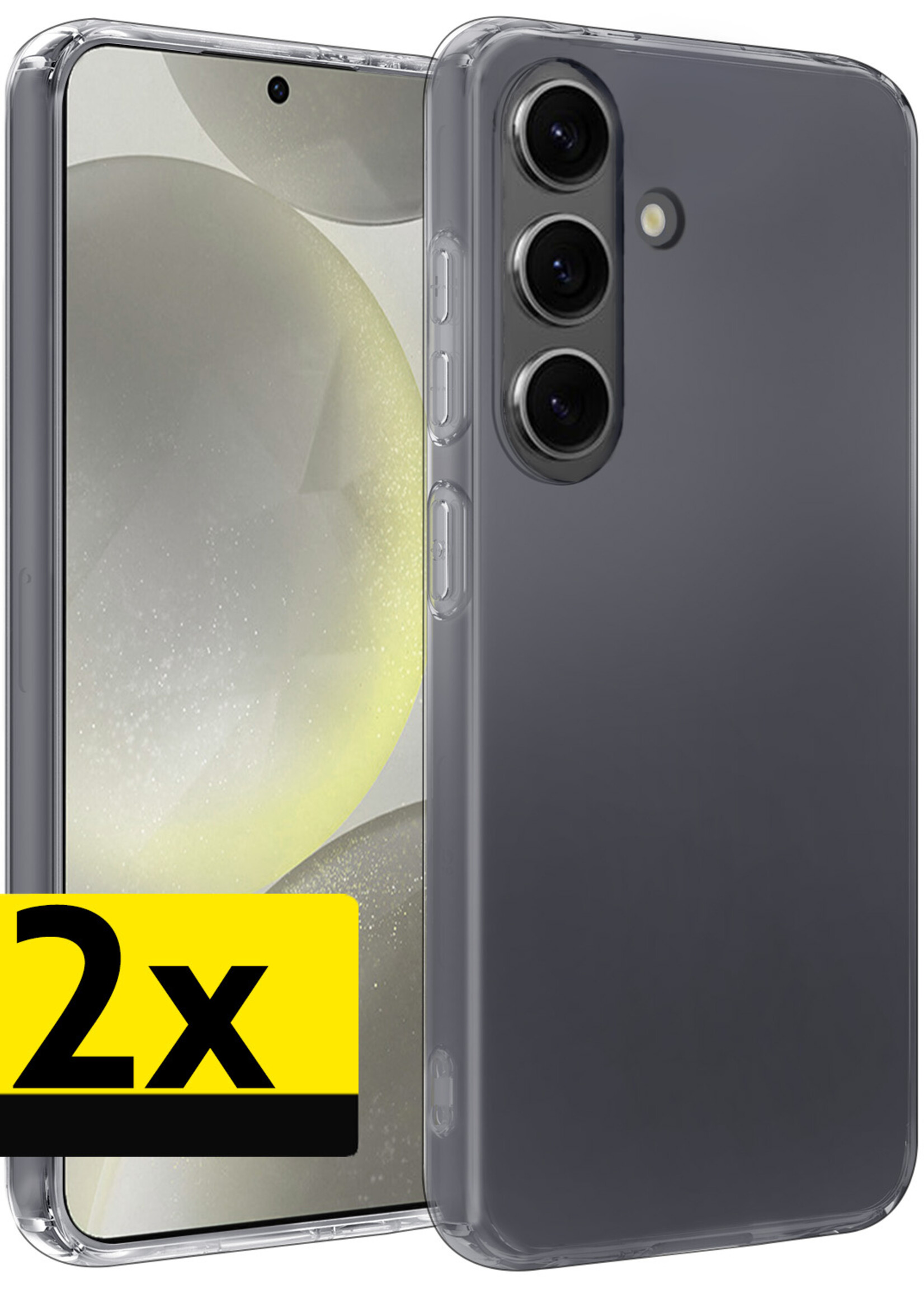 LUQ Hoesje Geschikt voor Samsung S24 Hoesje Siliconen Case - Hoes Geschikt voor Samsung Galaxy S24 Hoes Siliconen - Transparant - 2 Stuks