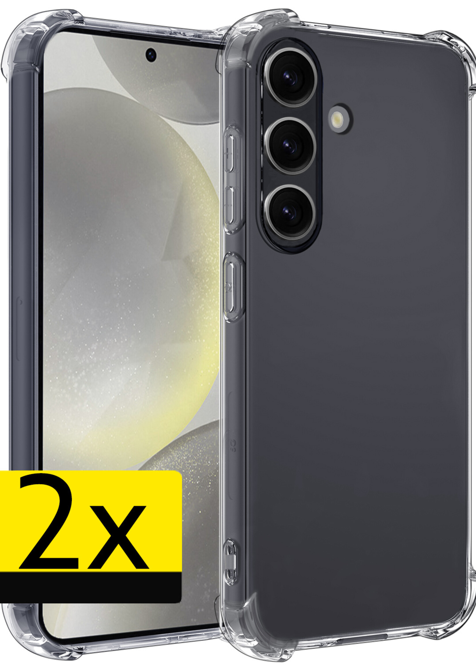 LUQ Hoesje Geschikt voor Samsung S24 Hoesje Shockproof Case Siliconen - Hoes Geschikt voor Samsung Galaxy S24 Hoes Cover Siliconen - Transparant - 2 Stuks