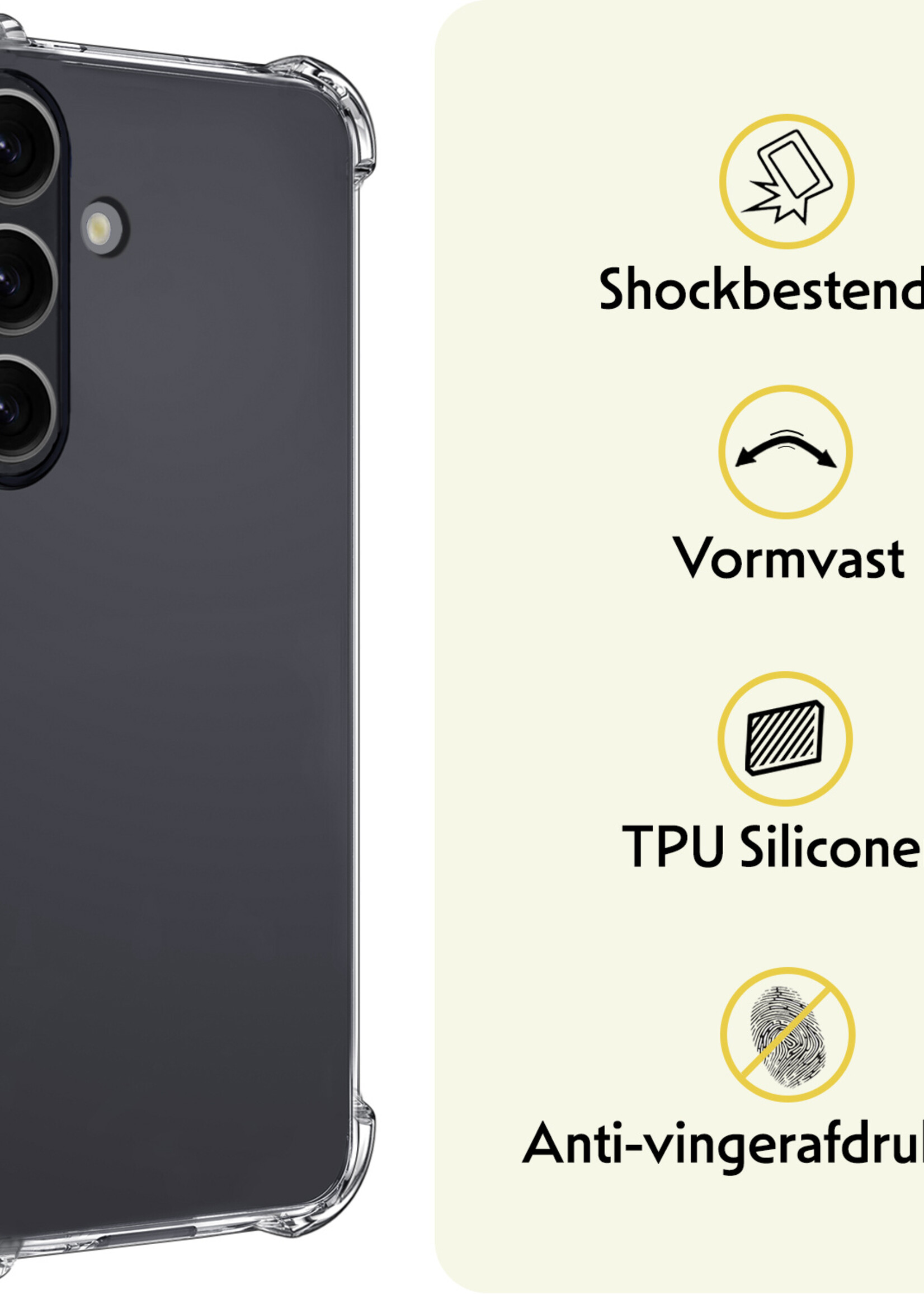 LUQ Hoesje Geschikt voor Samsung S24 Hoesje Shockproof Case Siliconen - Hoes Geschikt voor Samsung Galaxy S24 Hoes Cover Siliconen - Transparant - 2 Stuks