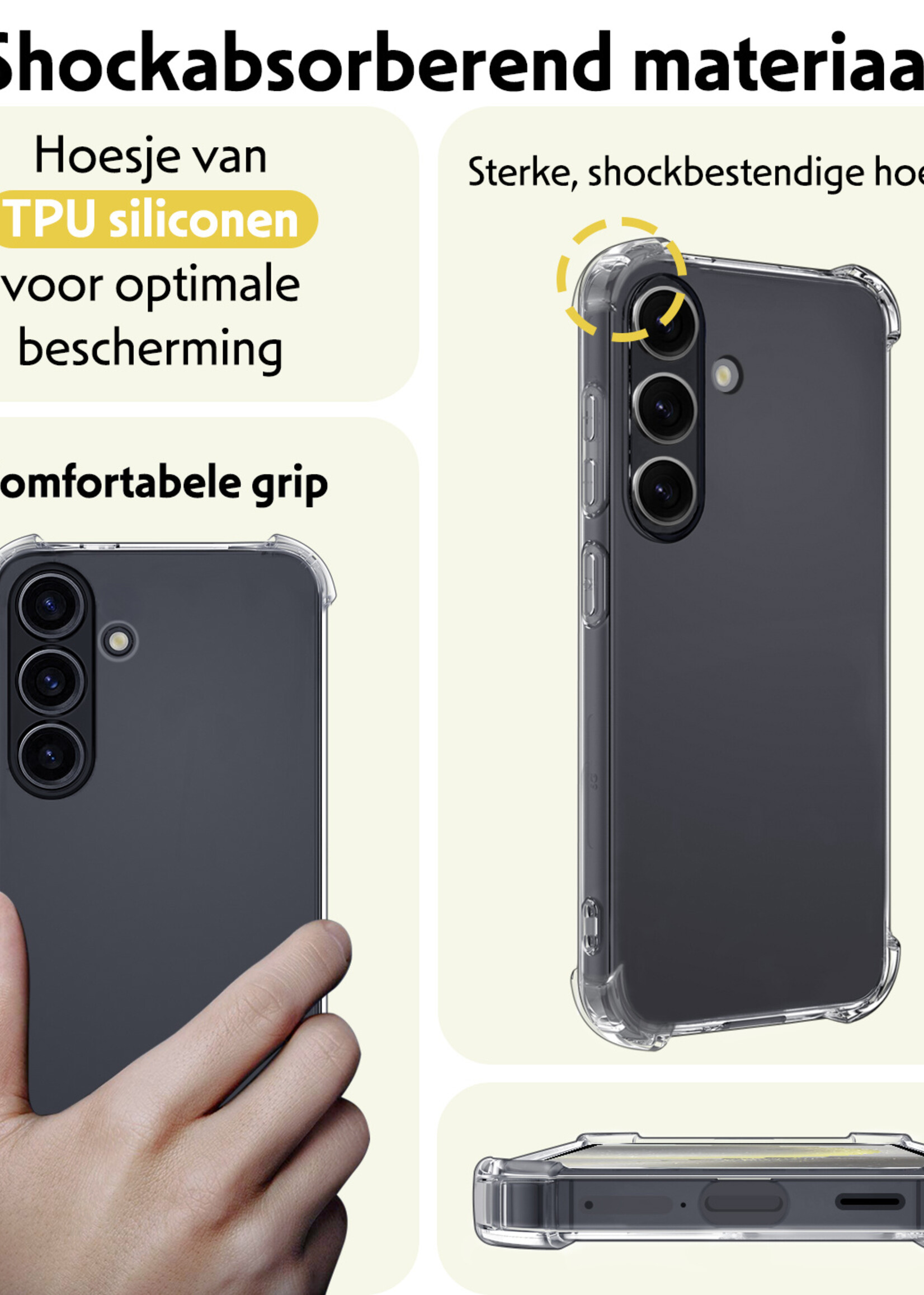 LUQ Hoesje Geschikt voor Samsung S24 Hoesje Shockproof Case Siliconen - Hoes Geschikt voor Samsung Galaxy S24 Hoes Cover Siliconen - Transparant - 2 Stuks