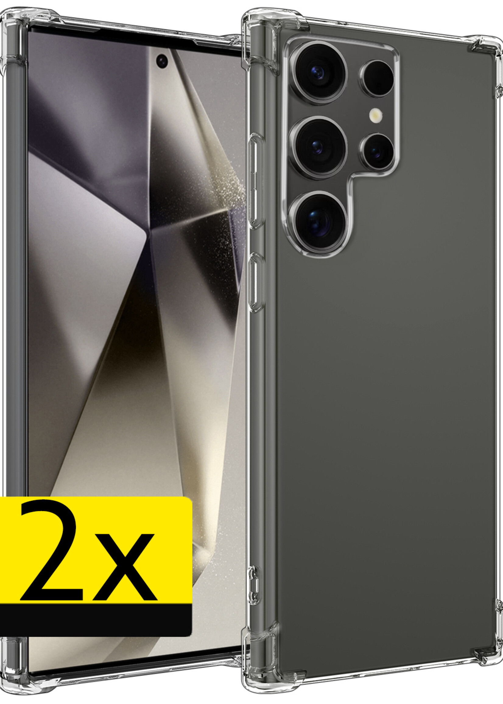 LUQ Hoesje Geschikt voor Samsung S24 Ultra Hoesje Shockproof Case Siliconen - Hoes Geschikt voor Samsung Galaxy S24 Ultra Hoes Cover Siliconen - Transparant - 2 Stuks