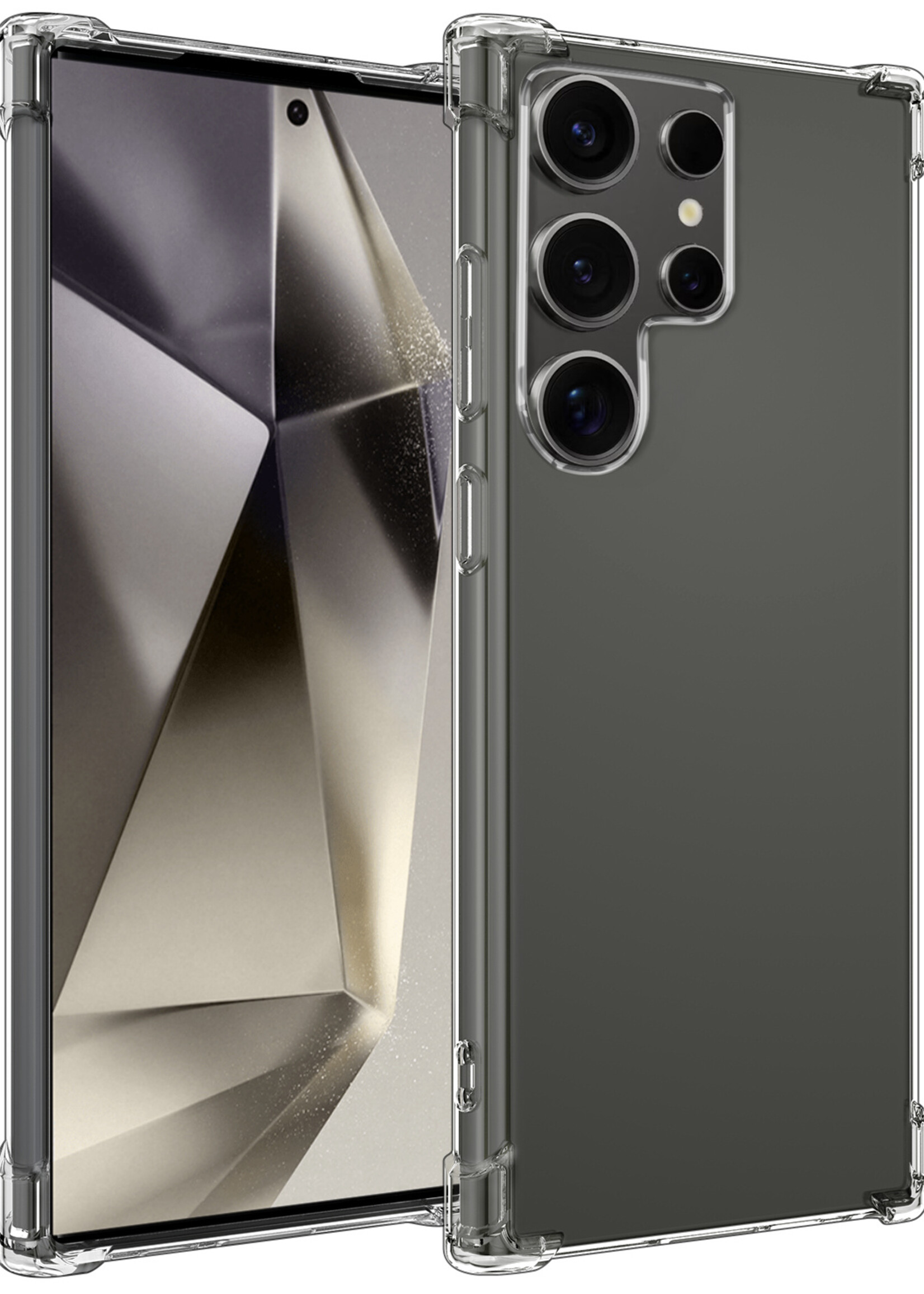 LUQ Hoesje Geschikt voor Samsung S24 Ultra Hoesje Shockproof Case Siliconen - Hoes Geschikt voor Samsung Galaxy S24 Ultra Hoes Cover Siliconen - Transparant