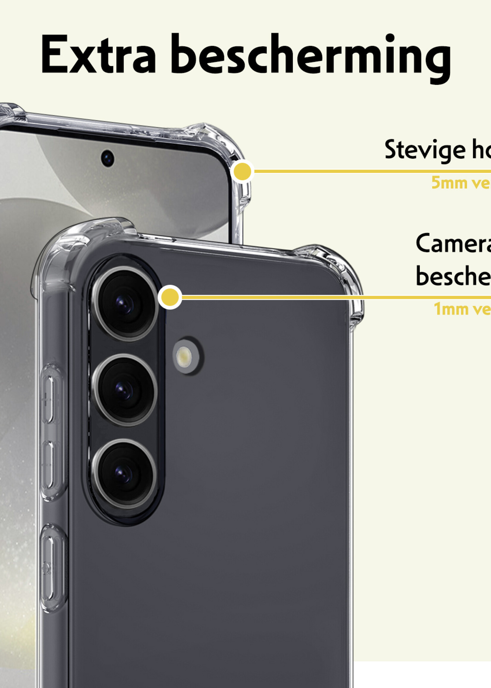 LUQ Hoesje Geschikt voor Samsung S24 Hoesje Shockproof Case Siliconen Met Screenprotector - Hoes Geschikt voor Samsung Galaxy S24 Hoes Cover Siliconen - Transparant