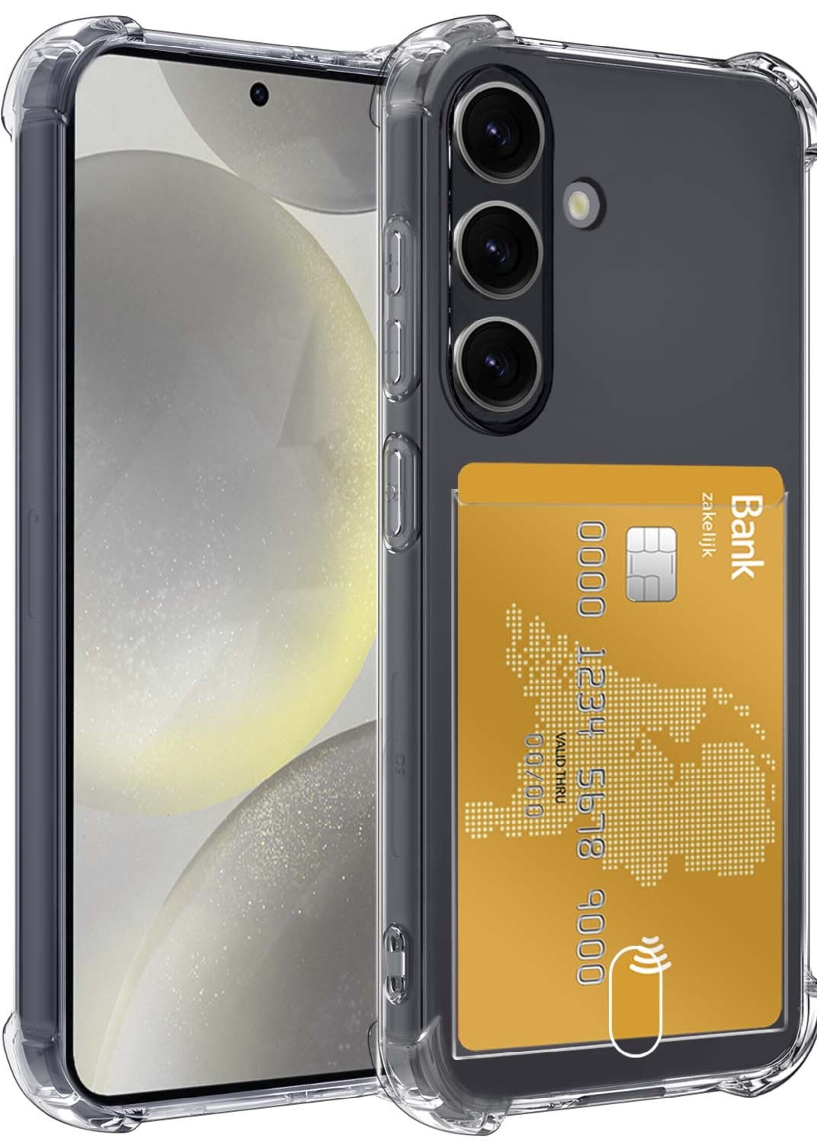LUQ Hoesje Geschikt voor Samsung S24 Plus Hoesje Case Pashouder Cover Siliconen - Hoes Geschikt voor Samsung Galaxy S24 Plus Hoesje Met Kaarthouder - Transparant