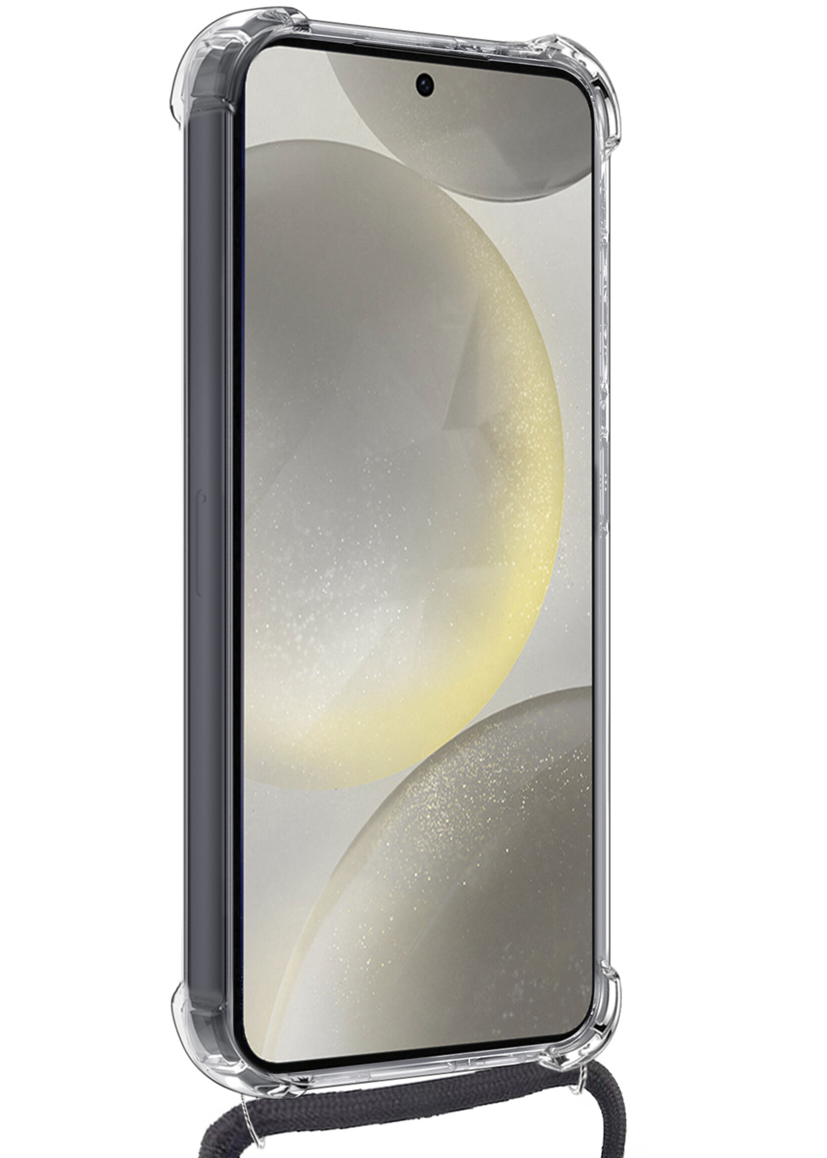 LUQ Hoesje Geschikt voor Samsung S24 Hoesje Shockproof Case Siliconen Hoes Met Koord - Transparant