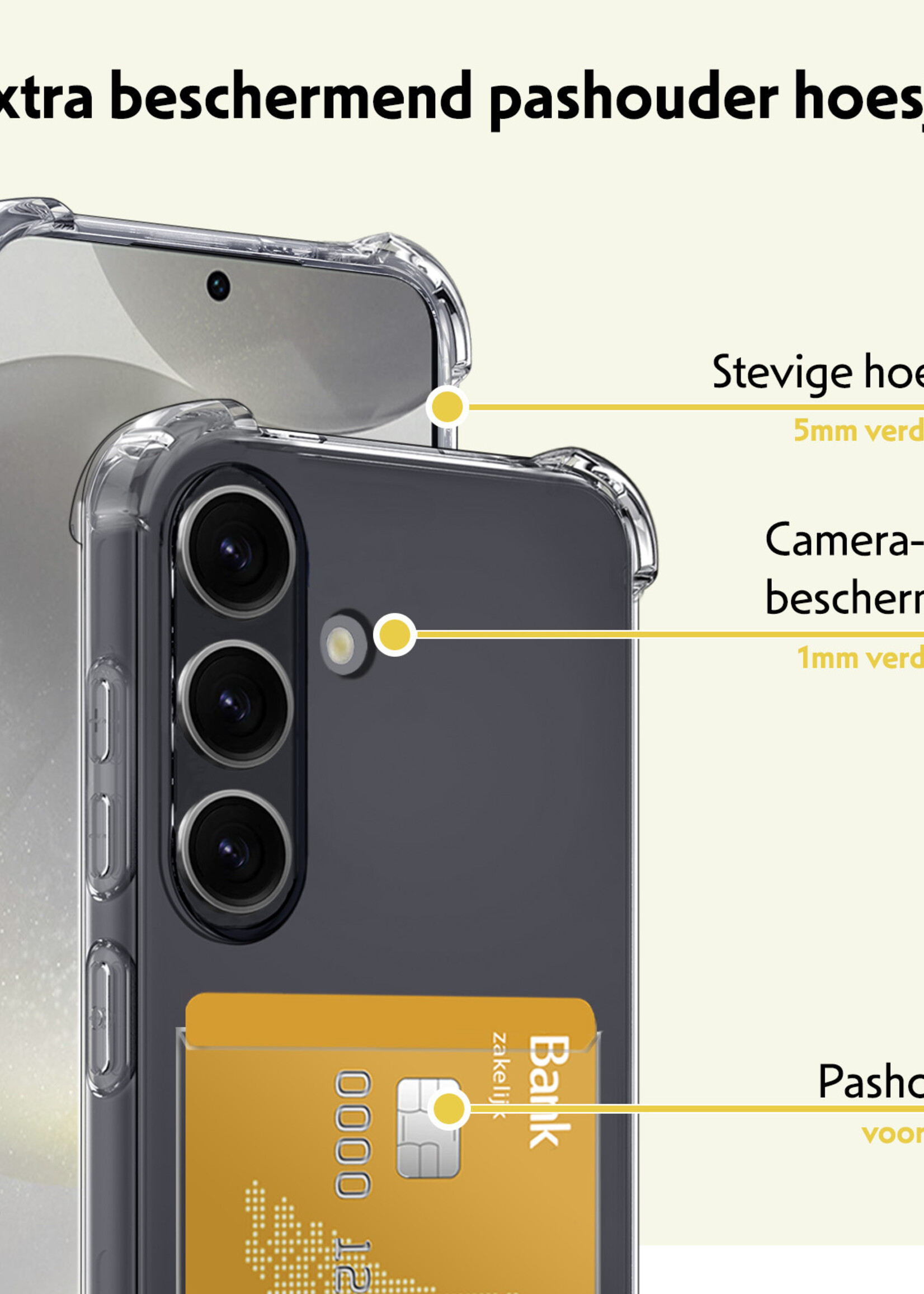 LUQ Hoesje Geschikt voor Samsung S24 Hoesje Case Pashouder Cover Siliconen - Hoes Geschikt voor Samsung Galaxy S24 Hoesje Met Kaarthouder - Transparant