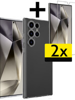 LUQ LUQ Samsung Galaxy S24 Ultra Hoesje Siliconen Met 2x Screenprotector - Transparant