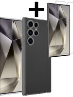 LUQ LUQ Samsung Galaxy S24 Ultra Hoesje Siliconen Met Screenprotector - Transparant