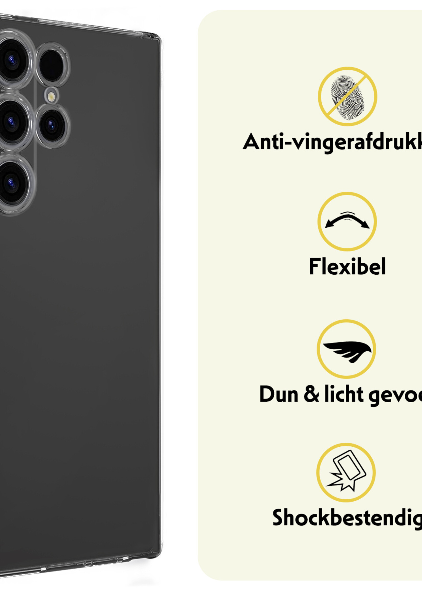 LUQ Hoesje Geschikt voor Samsung S24 Ultra Hoesje Siliconen Case - Hoes Geschikt voor Samsung Galaxy S24 Ultra Hoes Siliconen - Transparant