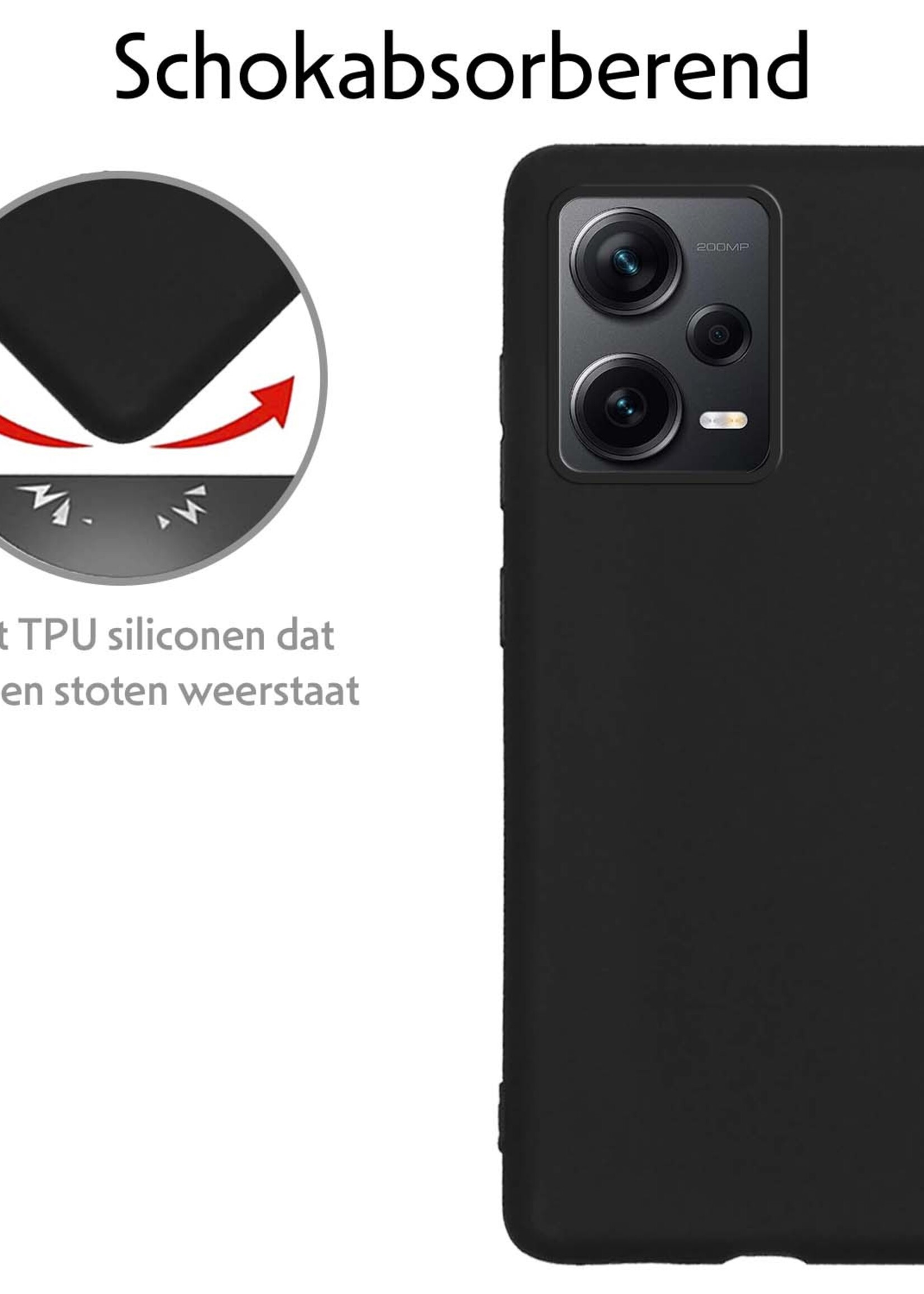 LUQ Hoesje Geschikt voor Xiaomi Redmi Note 12 Pro+ Hoesje Siliconen Case - Hoes Geschikt voor Xiaomi Redmi Note 12 Pro+ Hoes Siliconen - Zwart - 2 Stuks