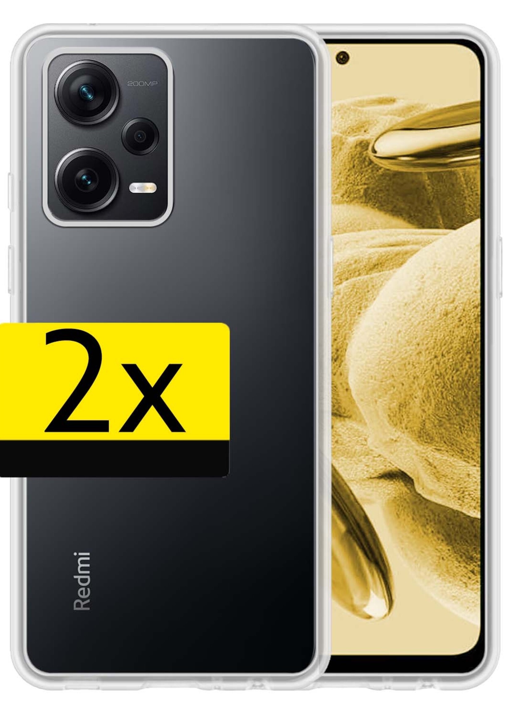 LUQ Hoesje Geschikt voor Xiaomi Redmi Note 12 Pro+ Hoesje Siliconen Case - Hoes Geschikt voor Xiaomi Redmi Note 12 Pro+ Hoes Siliconen - Transparant - 2 Stuks