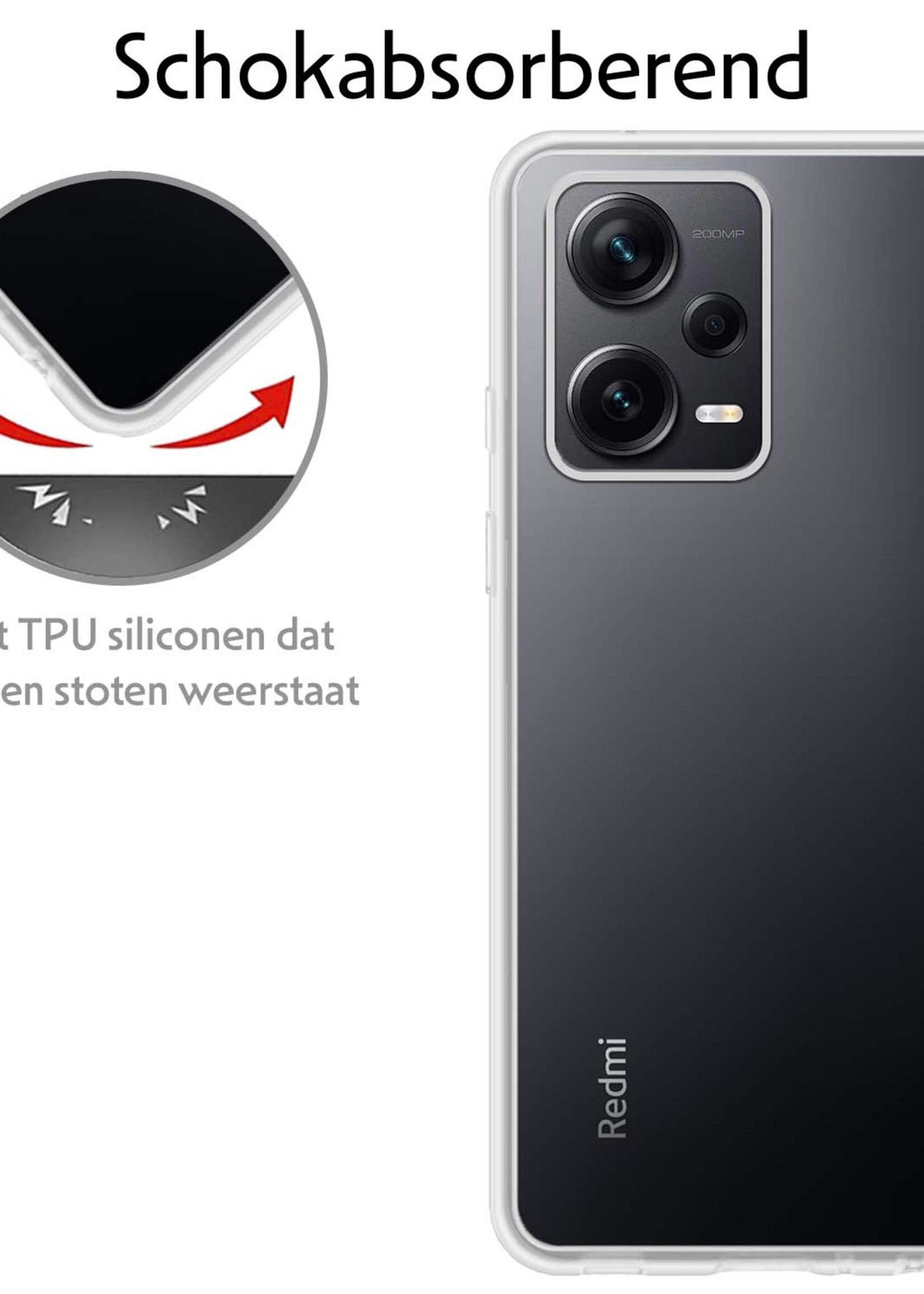 LUQ Hoesje Geschikt voor Xiaomi Redmi Note 12 Pro+ Hoesje Siliconen Case - Hoes Geschikt voor Xiaomi Redmi Note 12 Pro+ Hoes Siliconen - Transparant - 2 Stuks