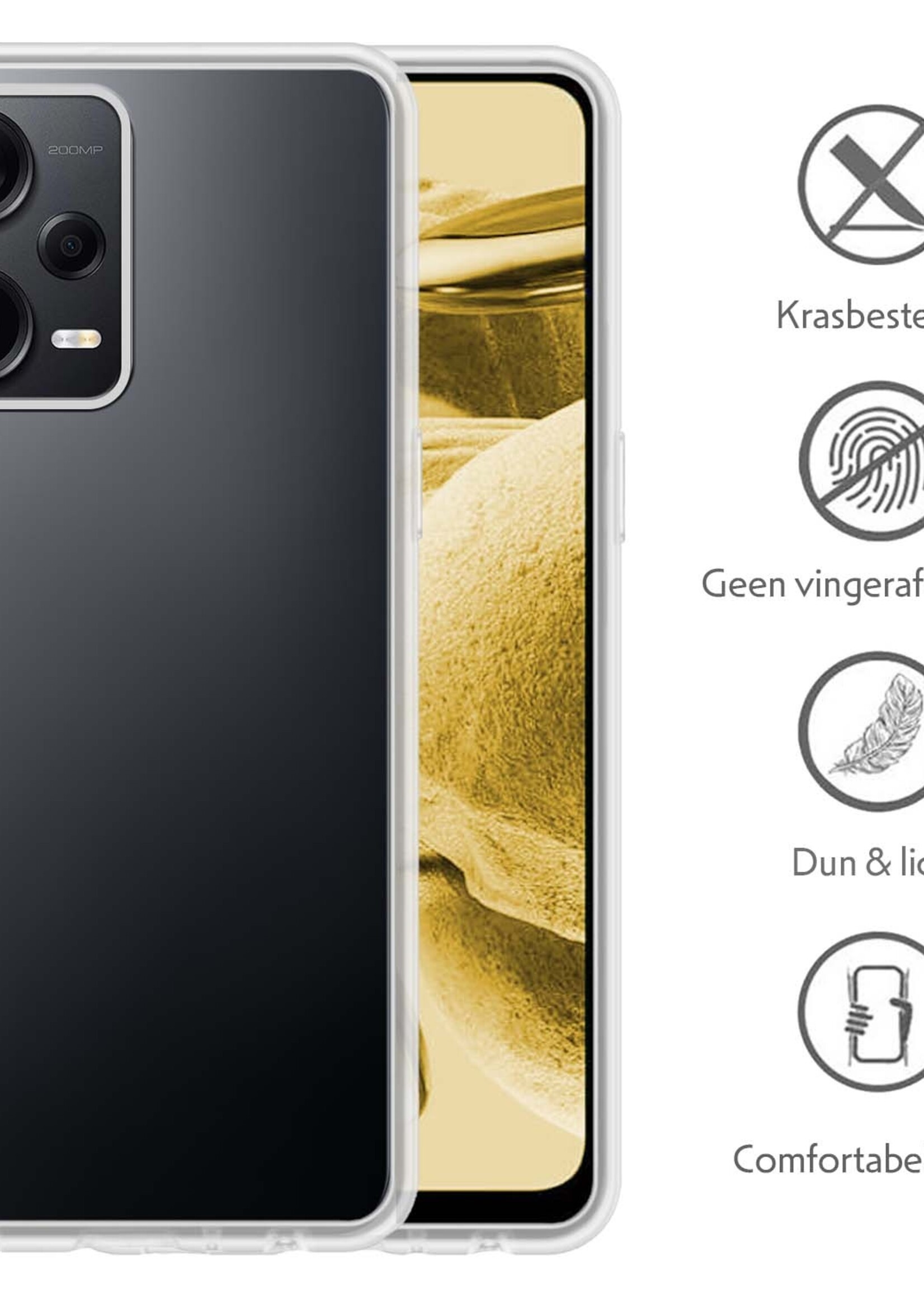 LUQ Hoesje Geschikt voor Xiaomi Redmi Note 12 Pro+ Hoesje Siliconen Case - Hoes Geschikt voor Xiaomi Redmi Note 12 Pro+ Hoes Siliconen - Transparant