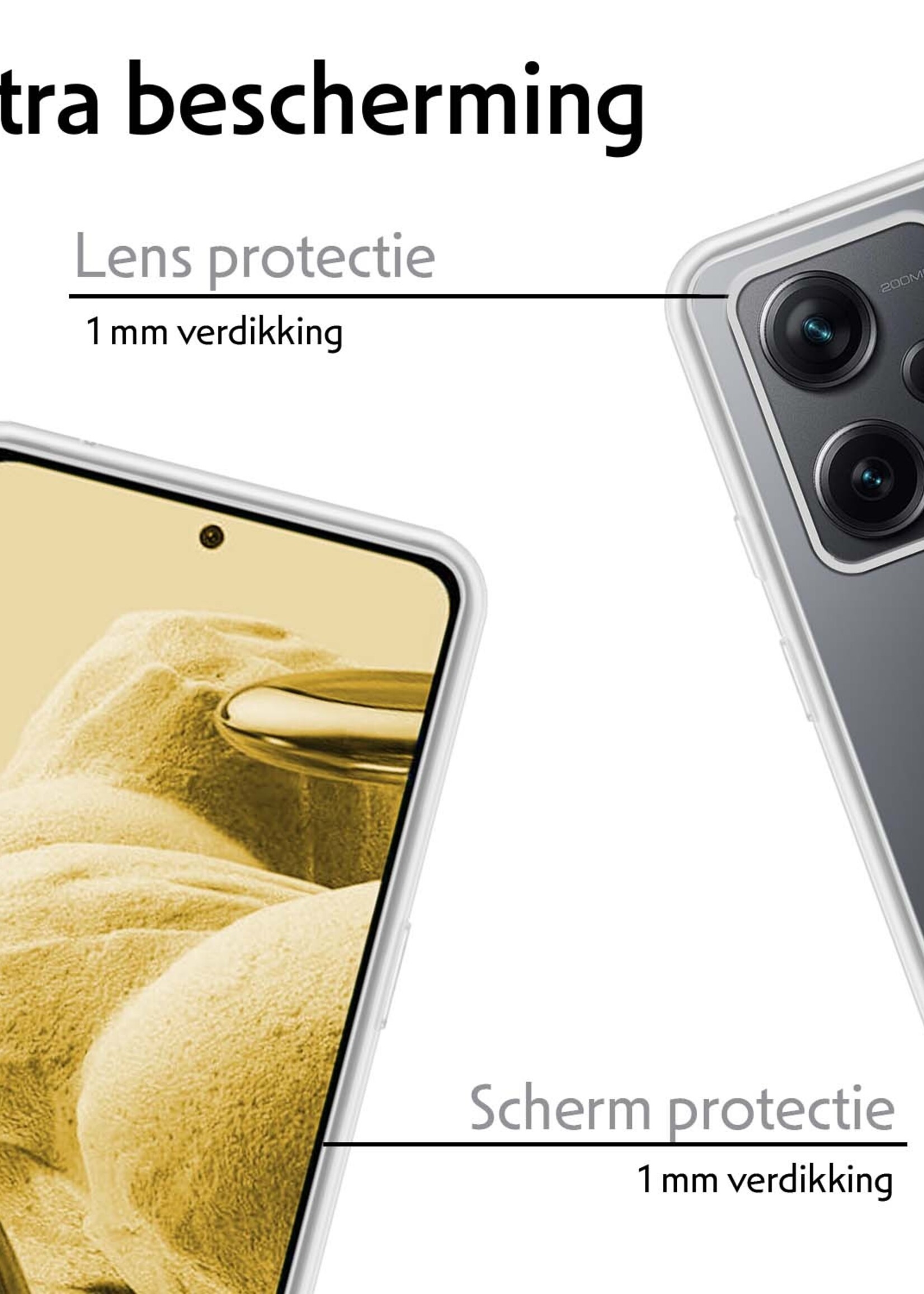 LUQ Hoesje Geschikt voor Xiaomi Redmi Note 12 Pro+ Hoesje Siliconen Case - Hoes Geschikt voor Xiaomi Redmi Note 12 Pro+ Hoes Siliconen - Transparant