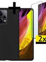 LUQ LUQ Xiaomi Redmi Note 12 Pro Hoesje Siliconen Met 2x Screenprotector - Zwart