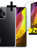 LUQ LUQ Xiaomi Redmi Note 12 Pro Hoesje Siliconen Met 2x Screenprotector - Transparant