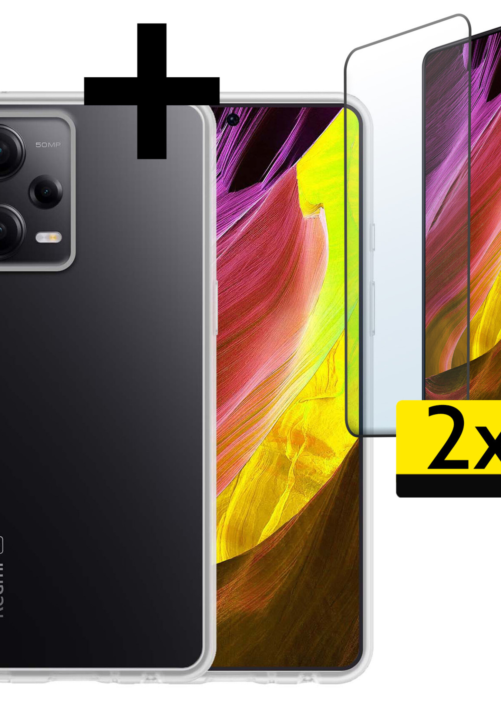LUQ Hoesje Geschikt voor Xiaomi Redmi Note 12 Pro Hoesje Siliconen Case Met 2x Screenprotector - Hoes Geschikt voor Xiaomi Redmi Note 12 Pro Hoes Siliconen - Transparant