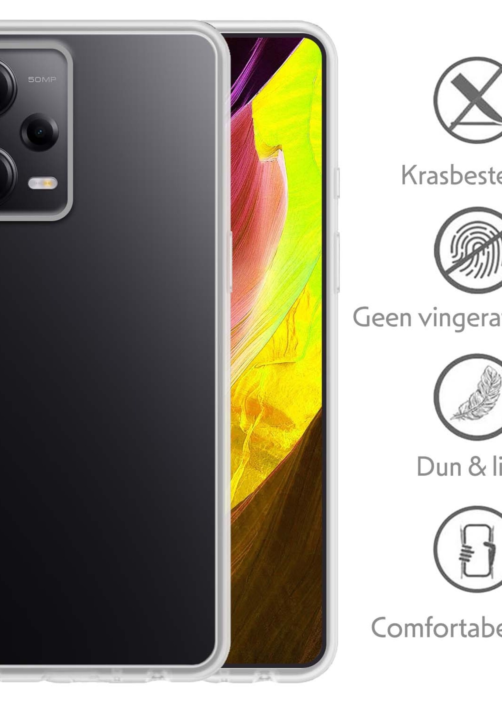 LUQ Hoesje Geschikt voor Xiaomi Redmi Note 12 Pro Hoesje Siliconen Case Met 2x Screenprotector - Hoes Geschikt voor Xiaomi Redmi Note 12 Pro Hoes Siliconen - Transparant