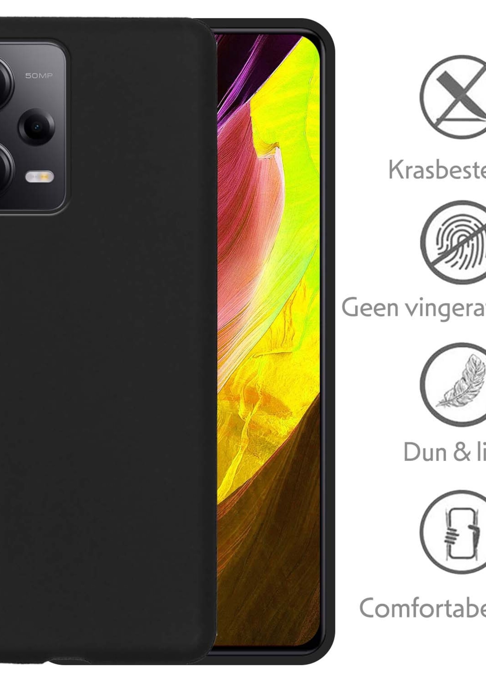 LUQ Hoesje Geschikt voor Xiaomi Redmi Note 12 Pro Hoesje Siliconen Case Met Screenprotector - Hoes Geschikt voor Xiaomi Redmi Note 12 Pro Hoes Siliconen - Zwart