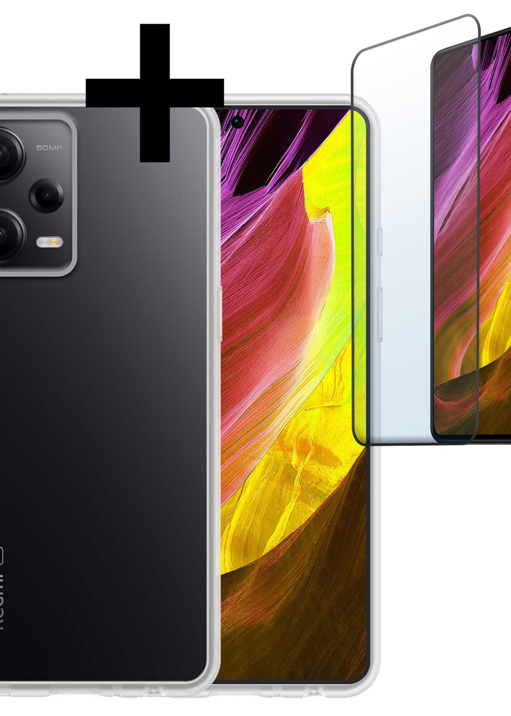 LUQ Hoesje Geschikt voor Xiaomi Redmi Note 12 Pro Hoesje Siliconen Case Met Screenprotector - Hoes Geschikt voor Xiaomi Redmi Note 12 Pro Hoes Siliconen - Transparant