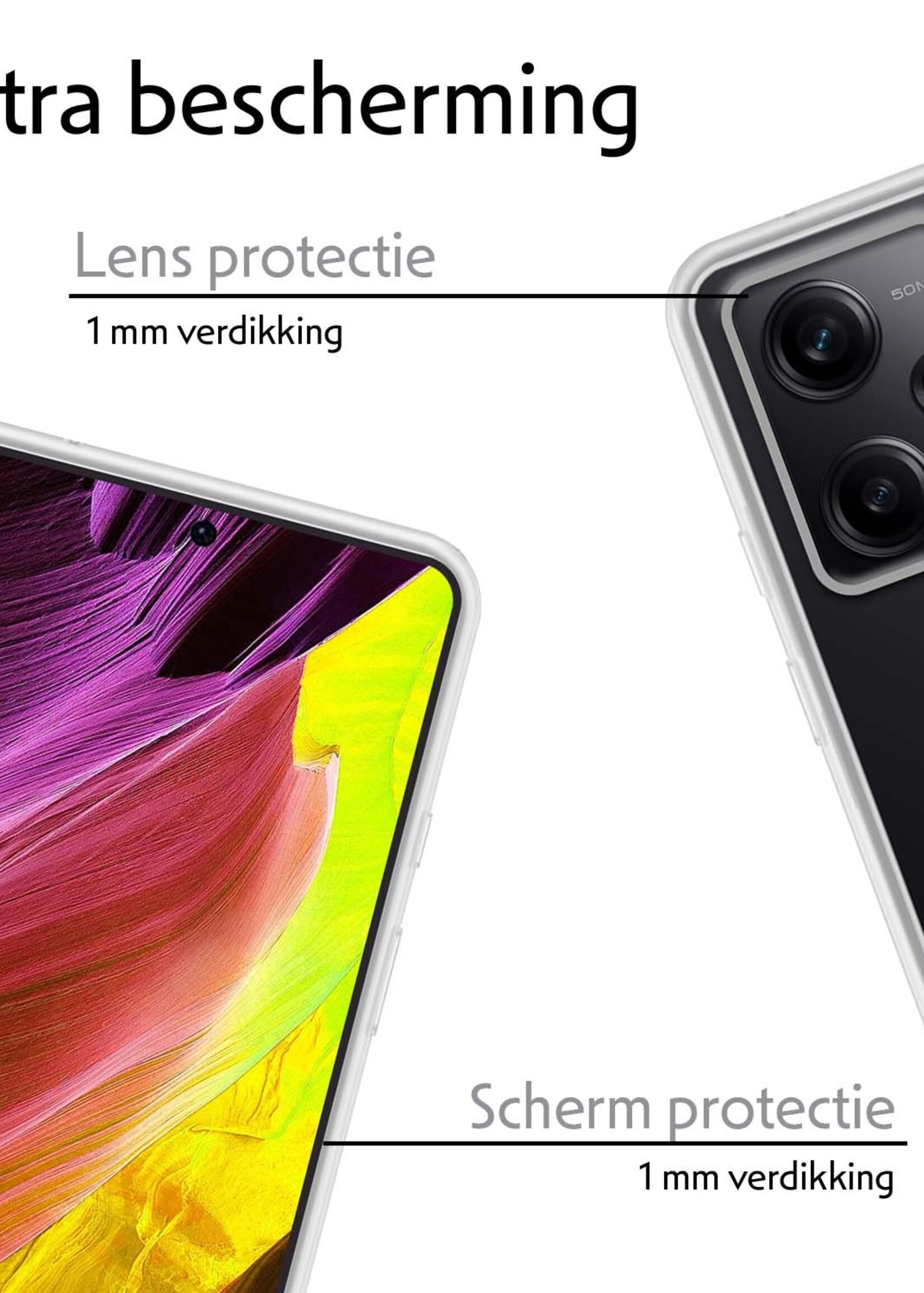 LUQ Hoesje Geschikt voor Xiaomi Redmi Note 12 Pro Hoesje Siliconen Case Met Screenprotector - Hoes Geschikt voor Xiaomi Redmi Note 12 Pro Hoes Siliconen - Transparant