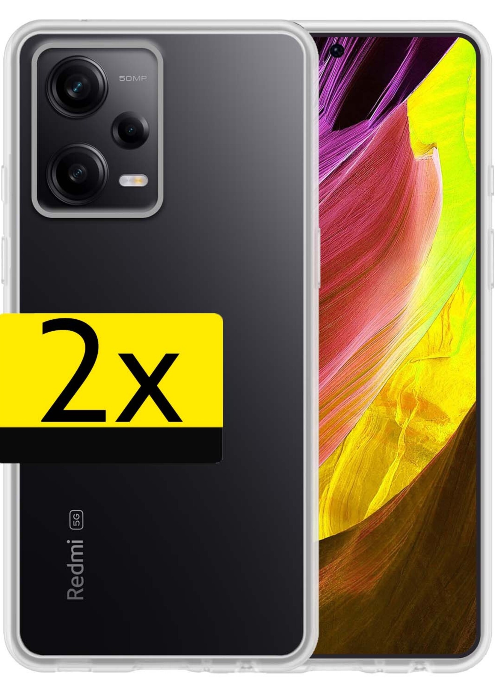 LUQ Hoesje Geschikt voor Xiaomi Redmi Note 12 Pro Hoesje Siliconen Case - Hoes Geschikt voor Xiaomi Redmi Note 12 Pro Hoes Siliconen - Transparant - 2 Stuks