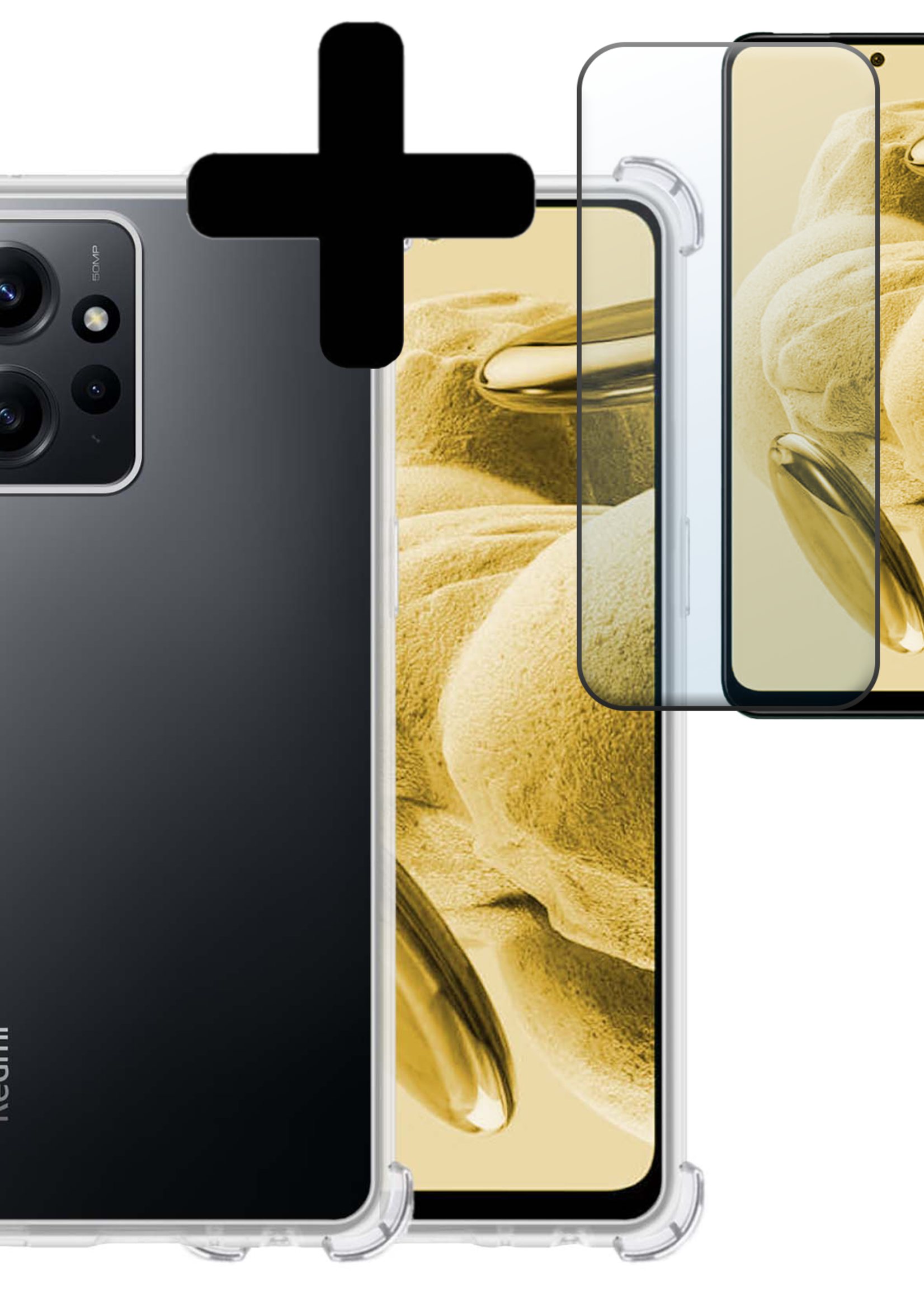 LUQ Hoesje Geschikt voor Xiaomi Redmi Note 12 5G Hoesje Shockproof Case Siliconen Met Screenprotector - Hoes Geschikt voor Xiaomi Redmi Note 12 5G Hoes Cover Siliconen - Transparant