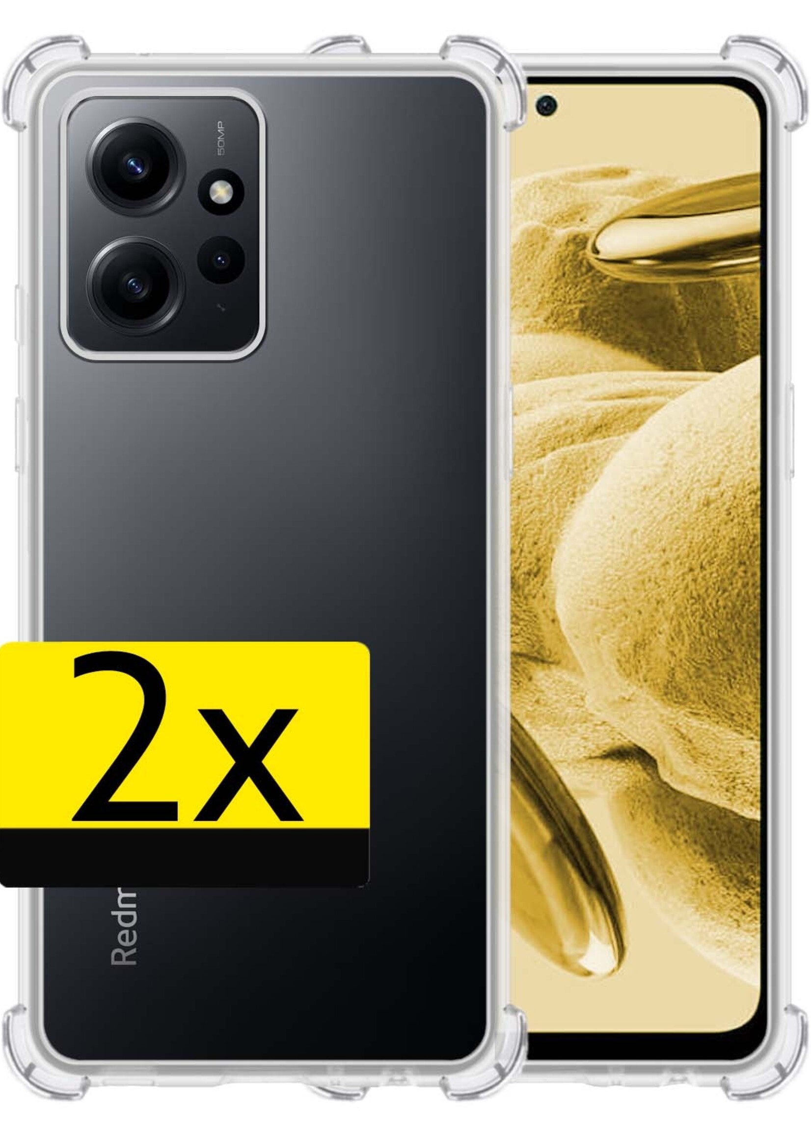LUQ Hoesje Geschikt voor Xiaomi Redmi Note 12 5G Hoesje Shockproof Case Siliconen - Hoes Geschikt voor Xiaomi Redmi Note 12 5G Hoes Cover Siliconen - Transparant - 2 Stuks