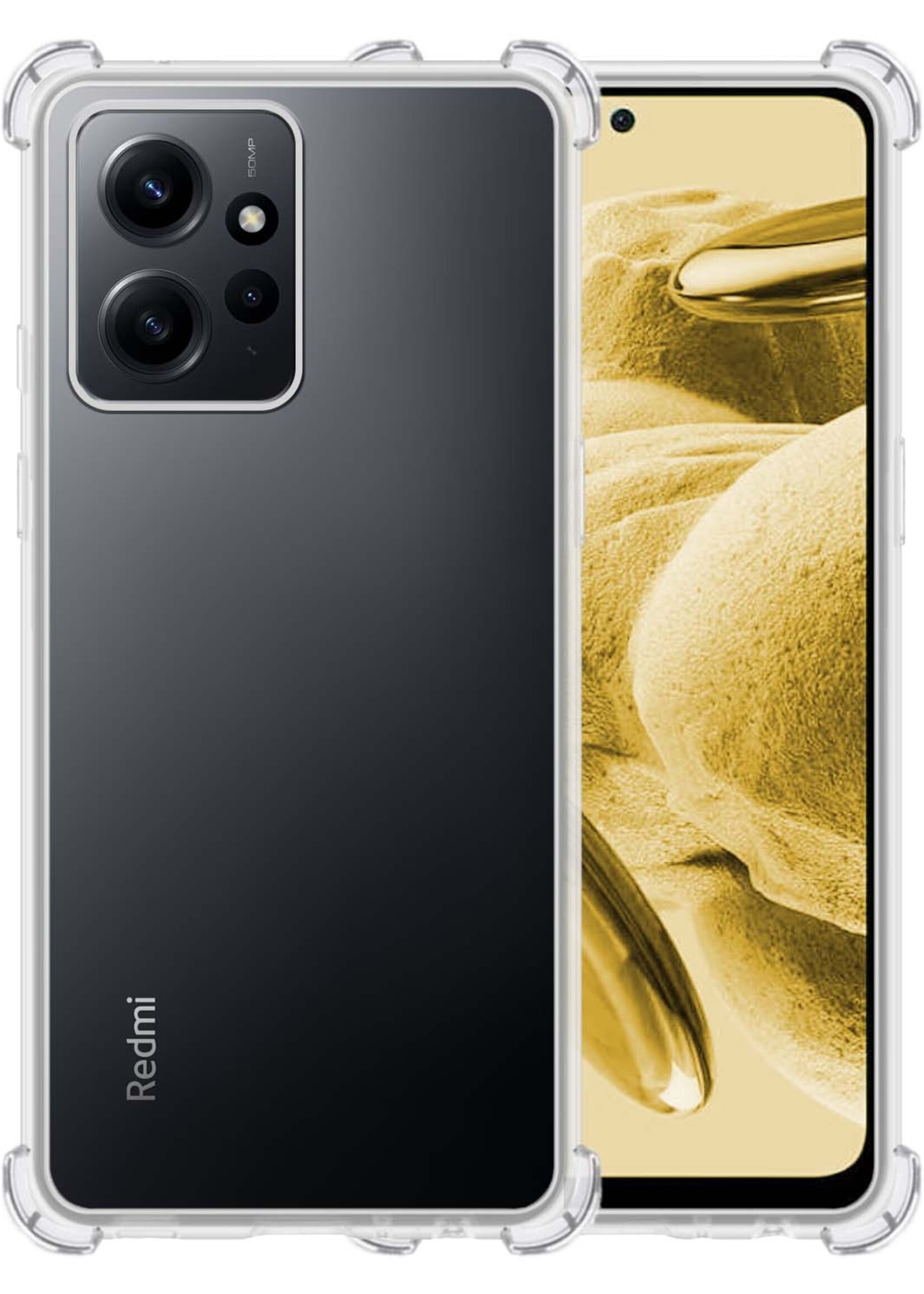 LUQ Hoesje Geschikt voor Xiaomi Redmi Note 12 5G Hoesje Shockproof Case Siliconen - Hoes Geschikt voor Xiaomi Redmi Note 12 5G Hoes Cover Siliconen - Transparant
