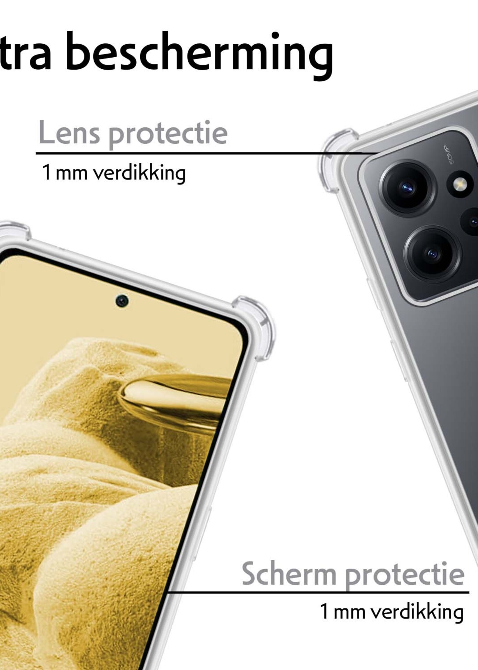 LUQ Hoesje Geschikt voor Xiaomi Redmi Note 12 5G Hoesje Shockproof Case Siliconen - Hoes Geschikt voor Xiaomi Redmi Note 12 5G Hoes Cover Siliconen - Transparant