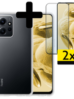 LUQ LUQ Xiaomi Redmi Note 12 5G Hoesje Siliconen Met 2x Screenprotector - Transparant