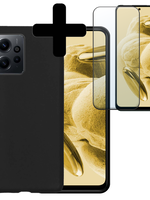 LUQ LUQ Xiaomi Redmi Note 12 5G Hoesje Siliconen Met Screenprotector - Zwart