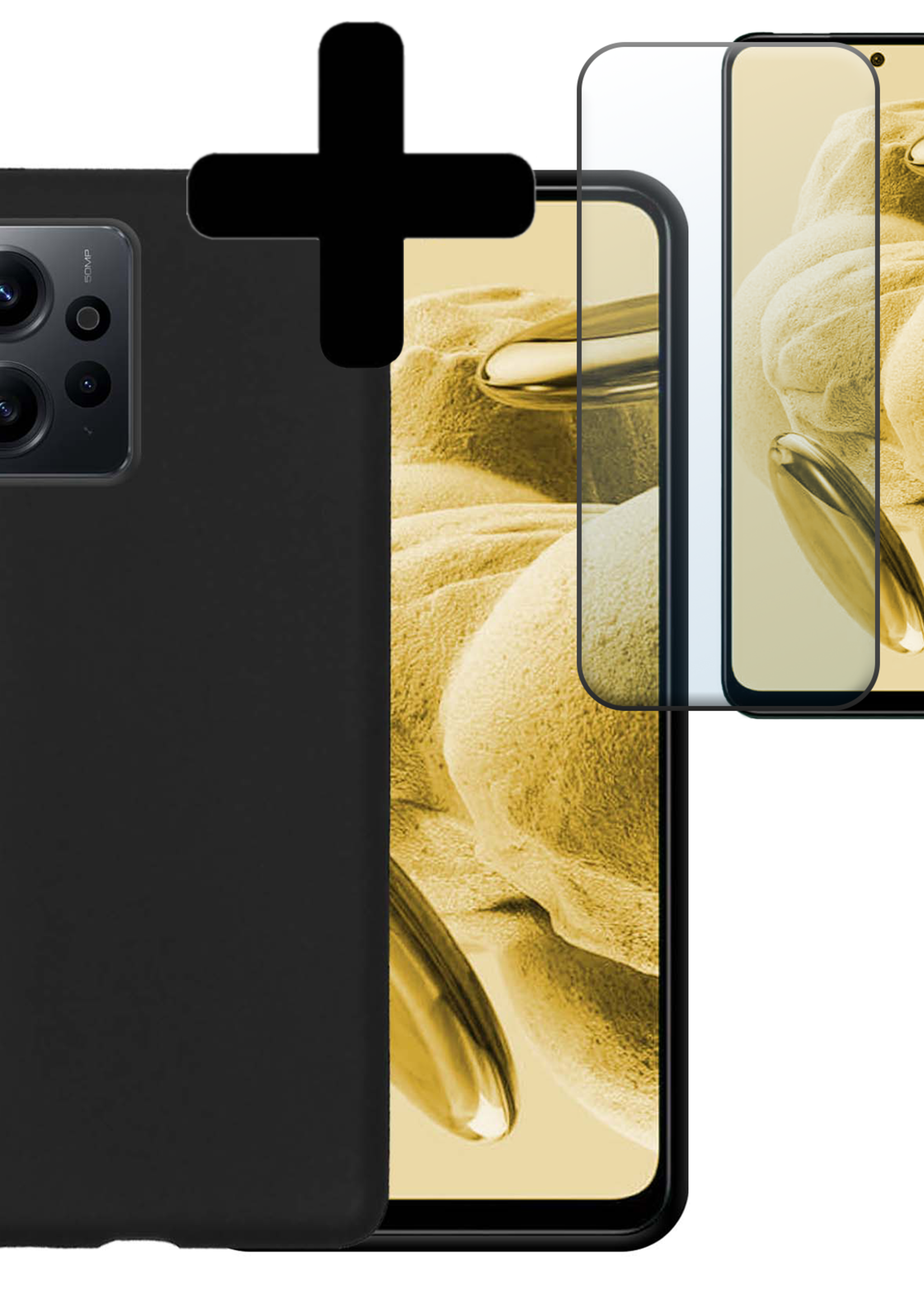 LUQ Hoesje Geschikt voor Xiaomi Redmi Note 12 5G Hoesje Siliconen Case Met Screenprotector - Hoes Geschikt voor Xiaomi Redmi Note 12 5G Hoes Siliconen - Zwart