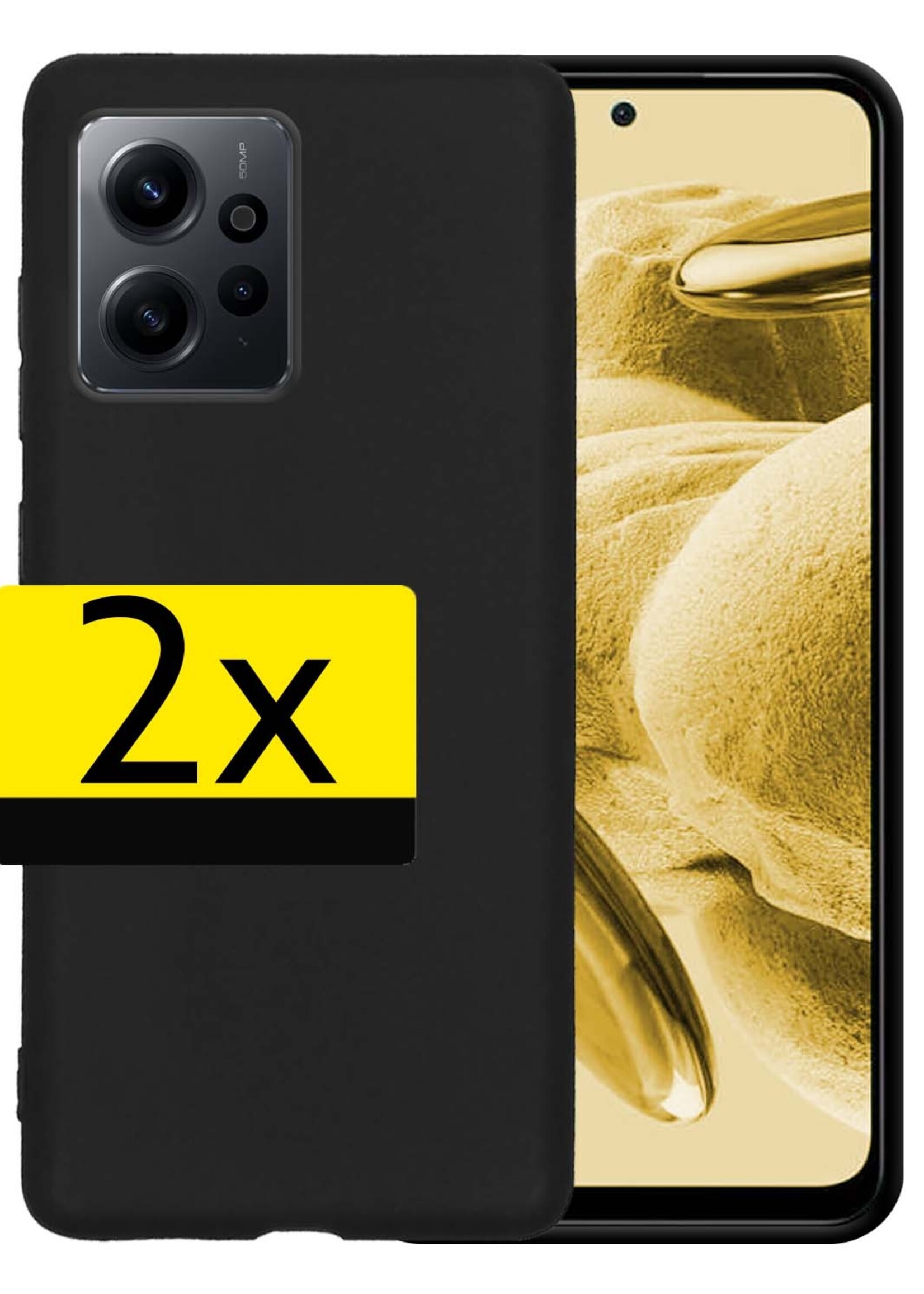 LUQ Hoesje Geschikt voor Xiaomi Redmi Note 12 5G Hoesje Siliconen Case - Hoes Geschikt voor Xiaomi Redmi Note 12 5G Hoes Siliconen - Zwart - 2 Stuks