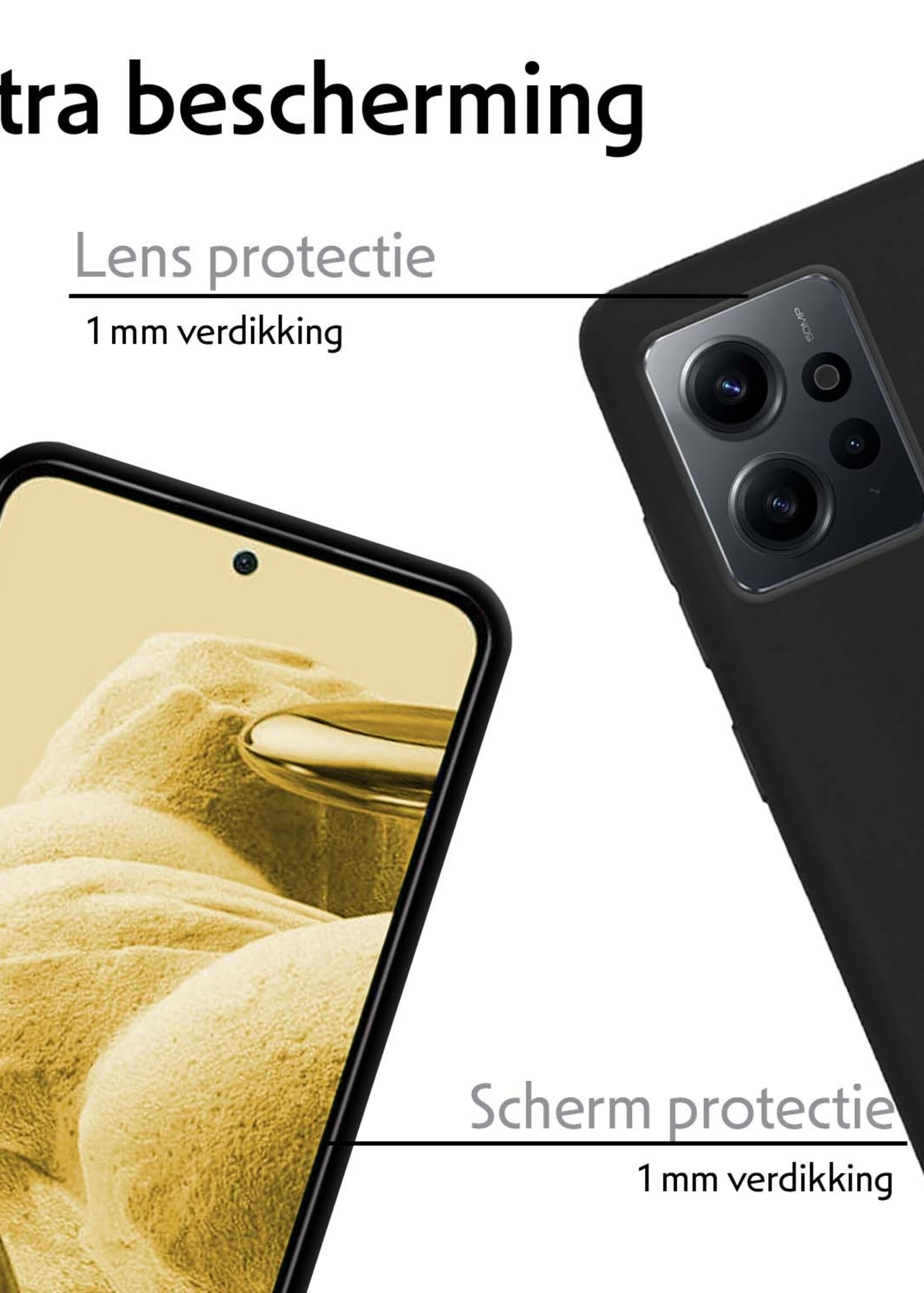 LUQ Hoesje Geschikt voor Xiaomi Redmi Note 12 5G Hoesje Siliconen Case - Hoes Geschikt voor Xiaomi Redmi Note 12 5G Hoes Siliconen - Zwart